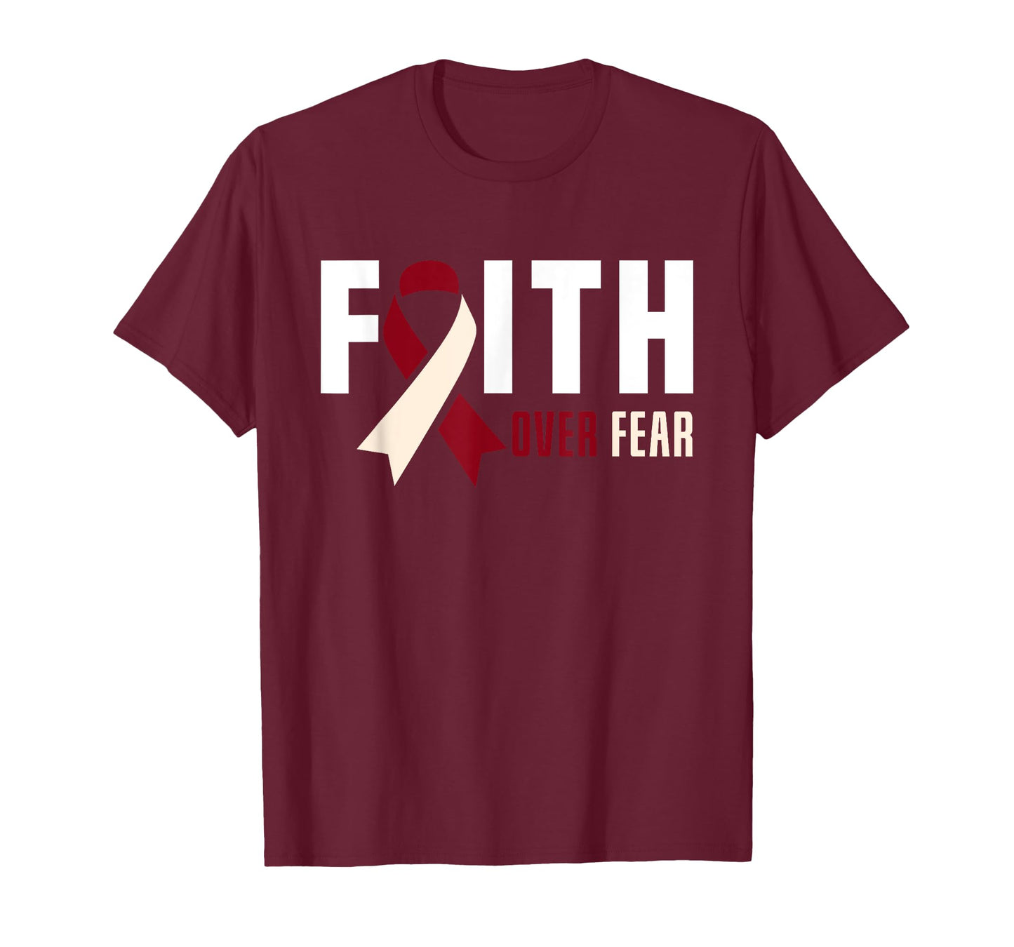 Faith Fear Jesus God Throat Oral Head Neck Cancer Awareness T-Shirt
