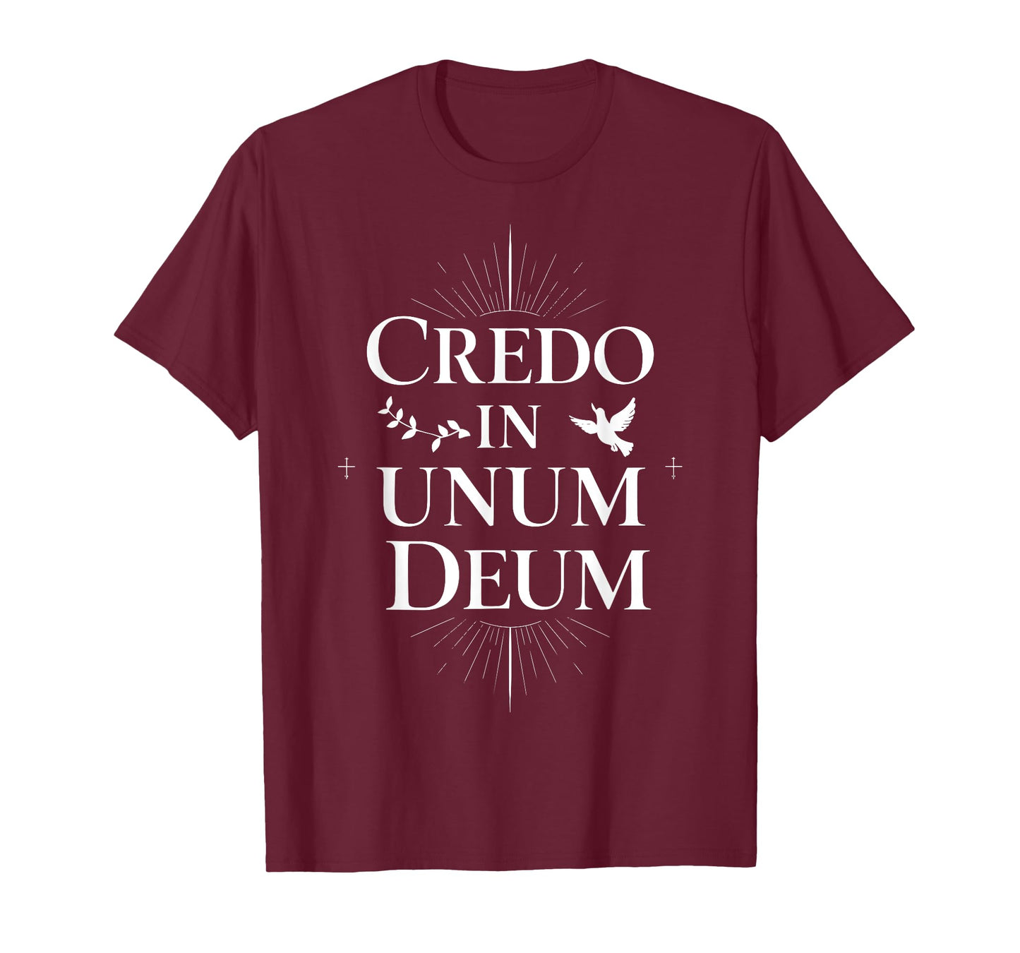 Credo In Unum Deum Religious Latin Quote Faith Dove Cross T-Shirt