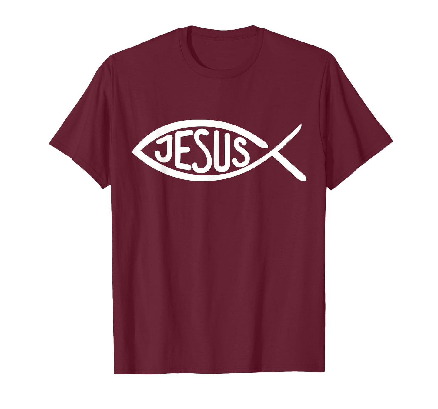 Jesus Gifts Jesus Fish T-Shirt, Kids, Unisex-Adults, Short Sleeve, Black, Small