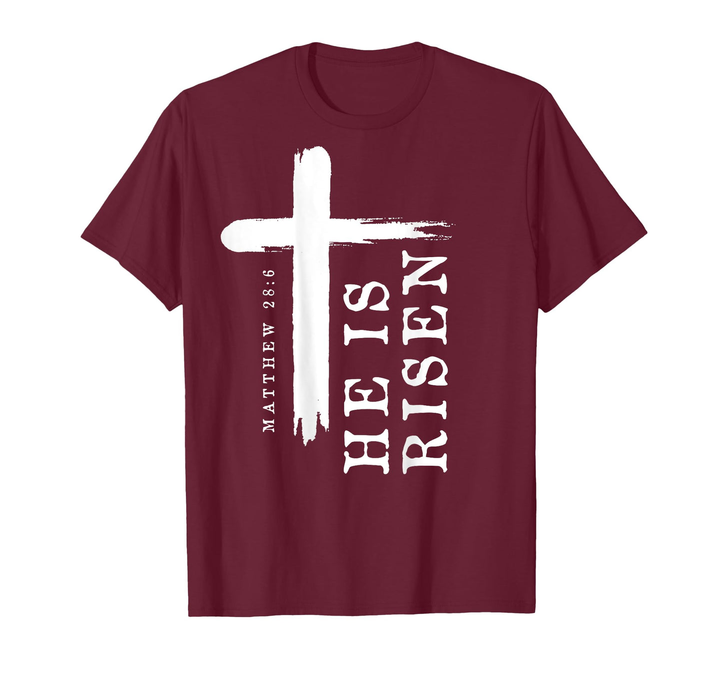 Christian Gospel Cross Design He Is Risen Back Print T-Shirt