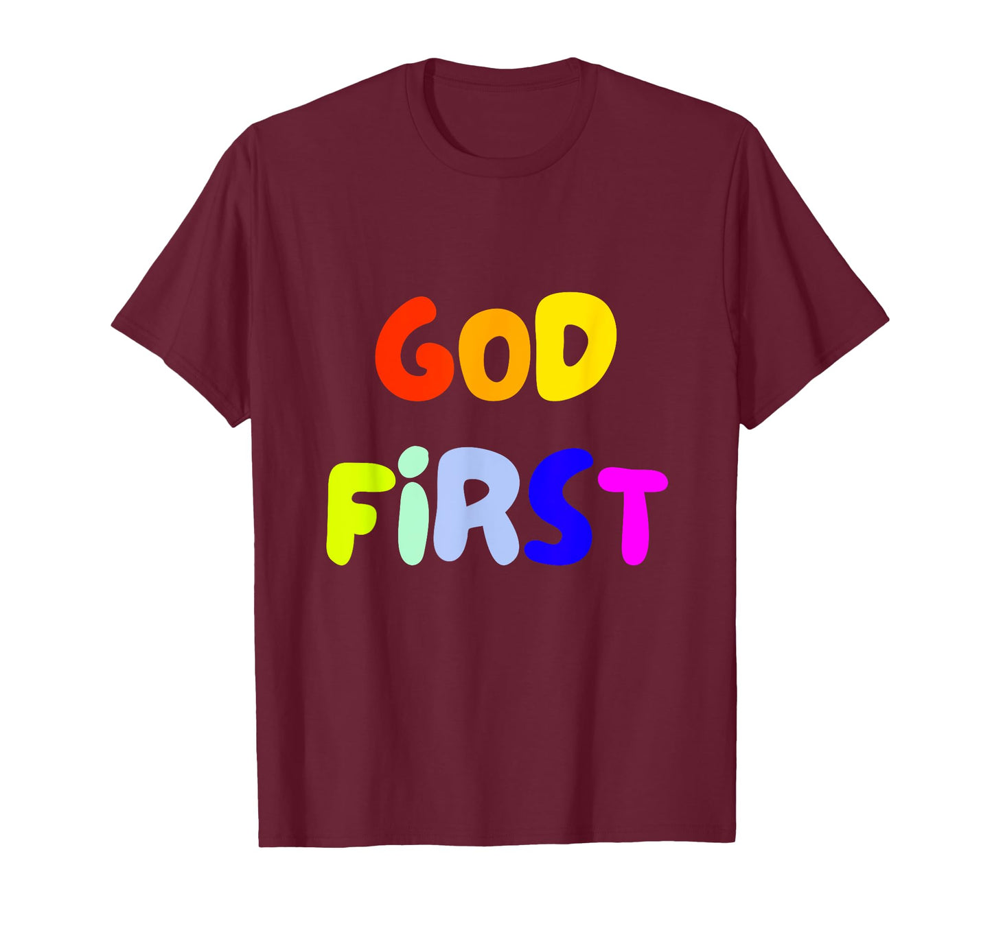 God First Youth Fun Colorful Rainbow Christian Religious T-Shirt