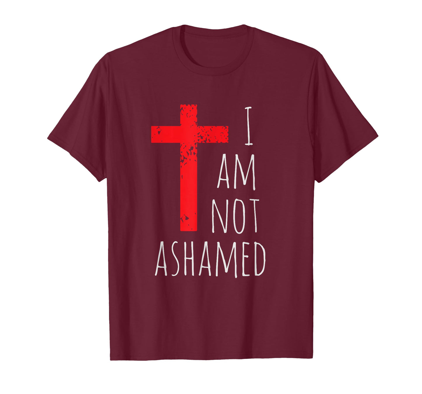 I am not ashamed - Big Red Cross - Gospel Christian Faith T-Shirt