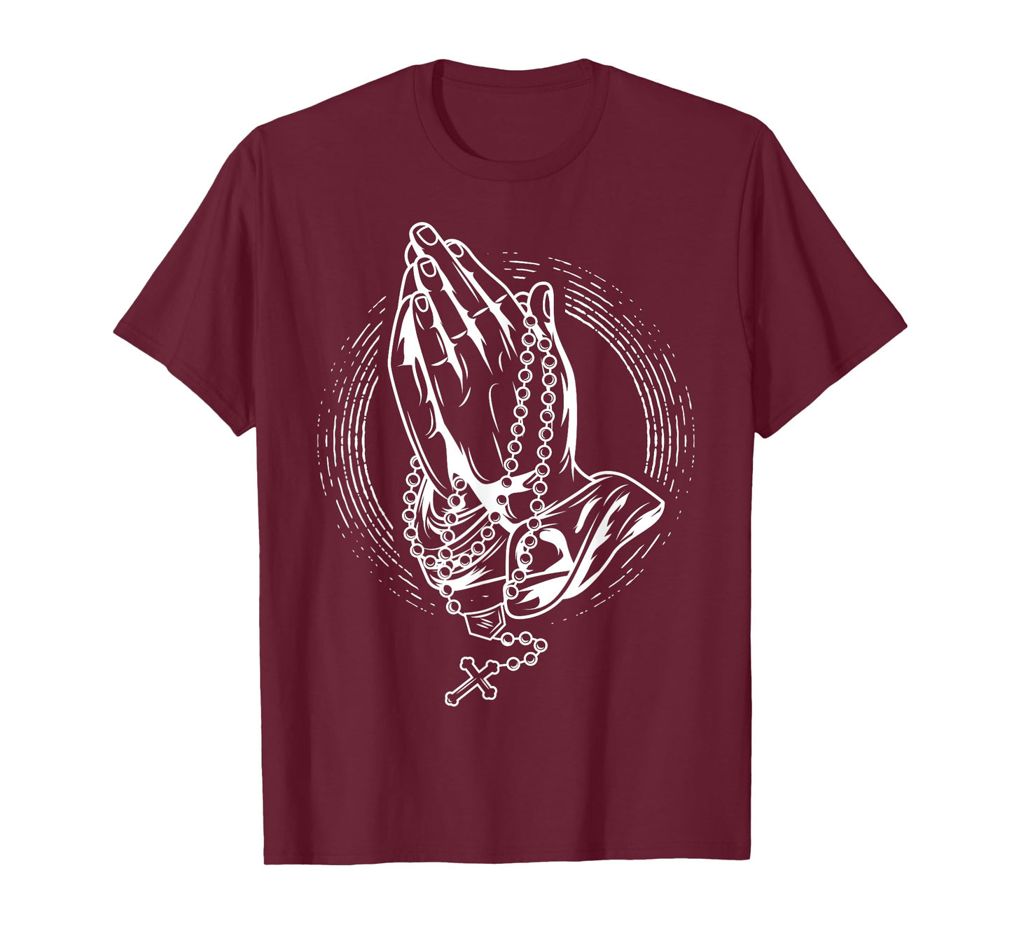 Praying hands with rose and rosary T-Shirt