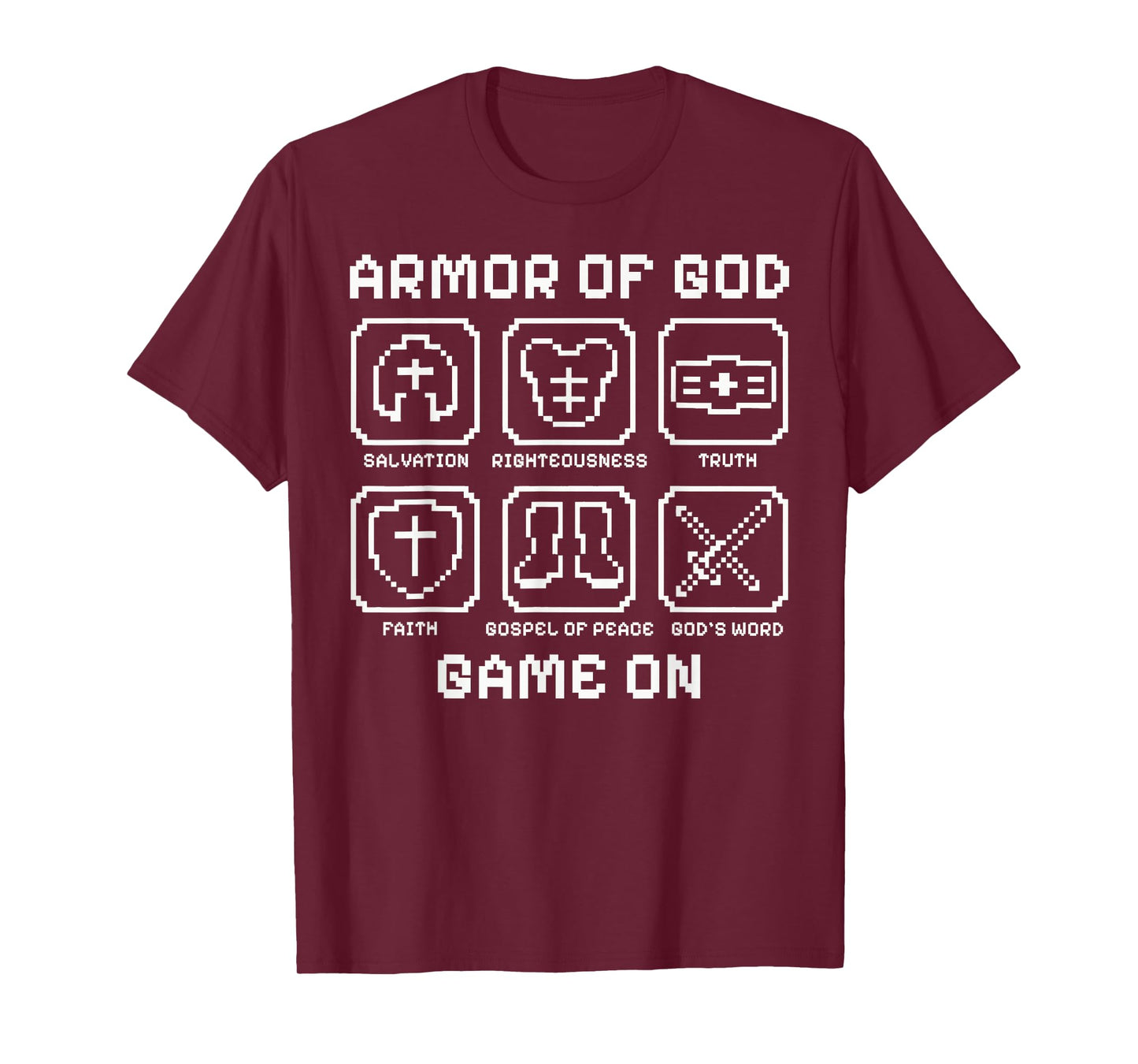 Armor of God Pixel Faith Christian Video Game Gamers Youth T-Shirt