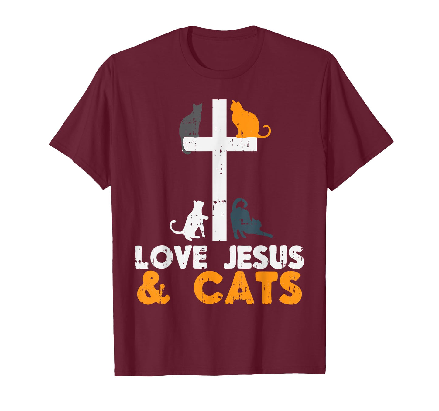 Cross Love Jesus Cats Animal God Christian Pet Lover Gift T-Shirt