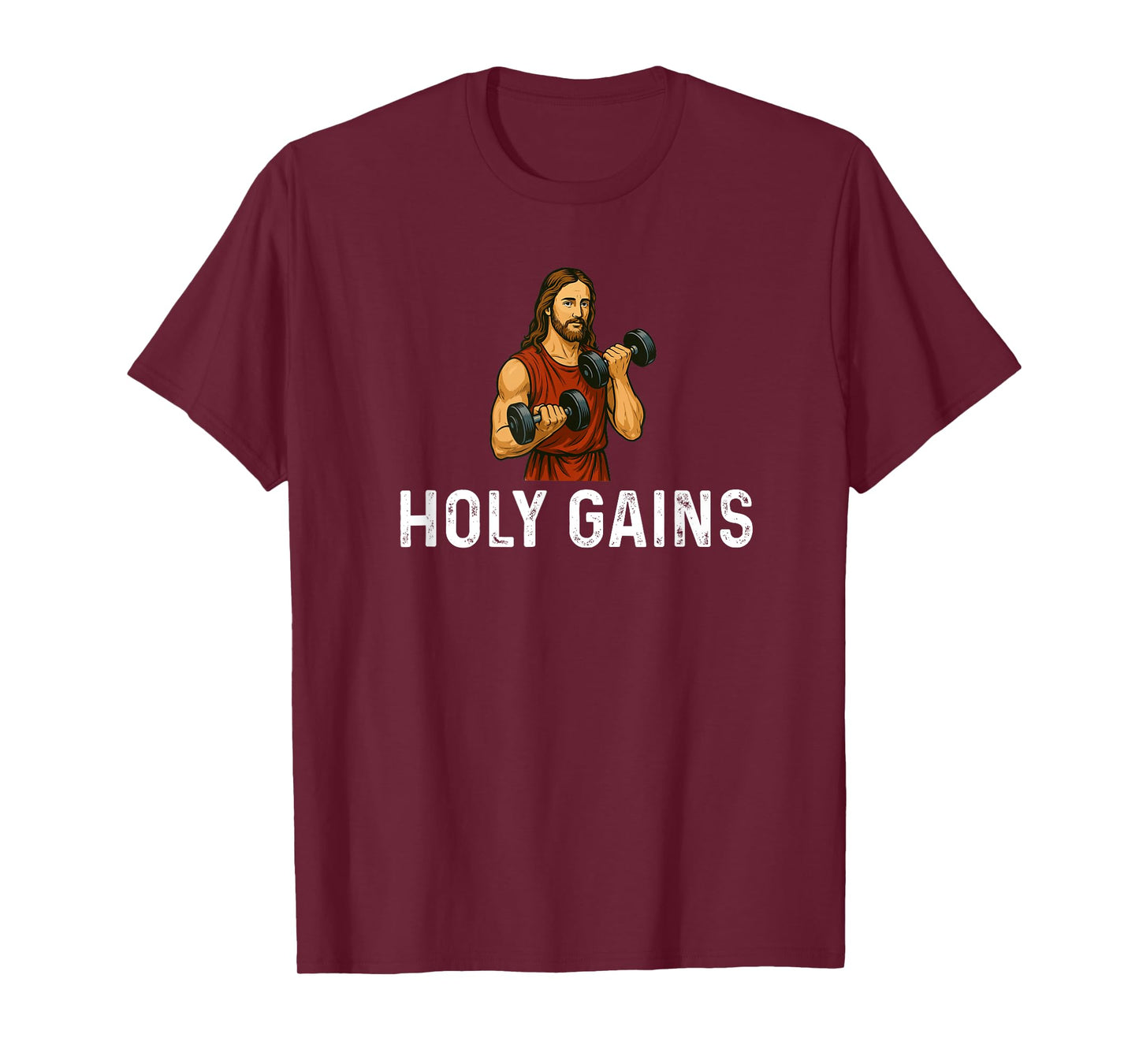 Holy Gains God Jesus Weight Lifting Fitness Bodybuilding T-Shirt