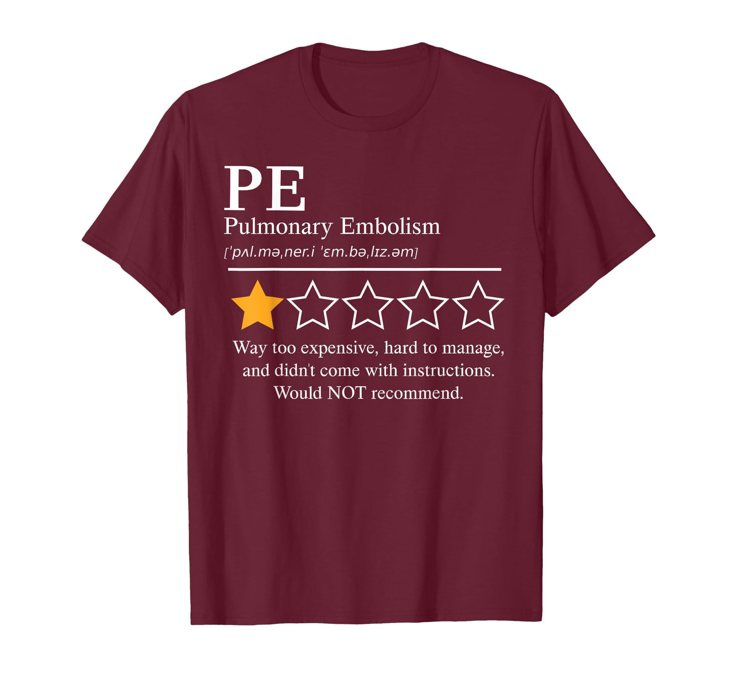 Pulmonary Embolism Awareness Day 2025 Would Not Recommend T-Shirt