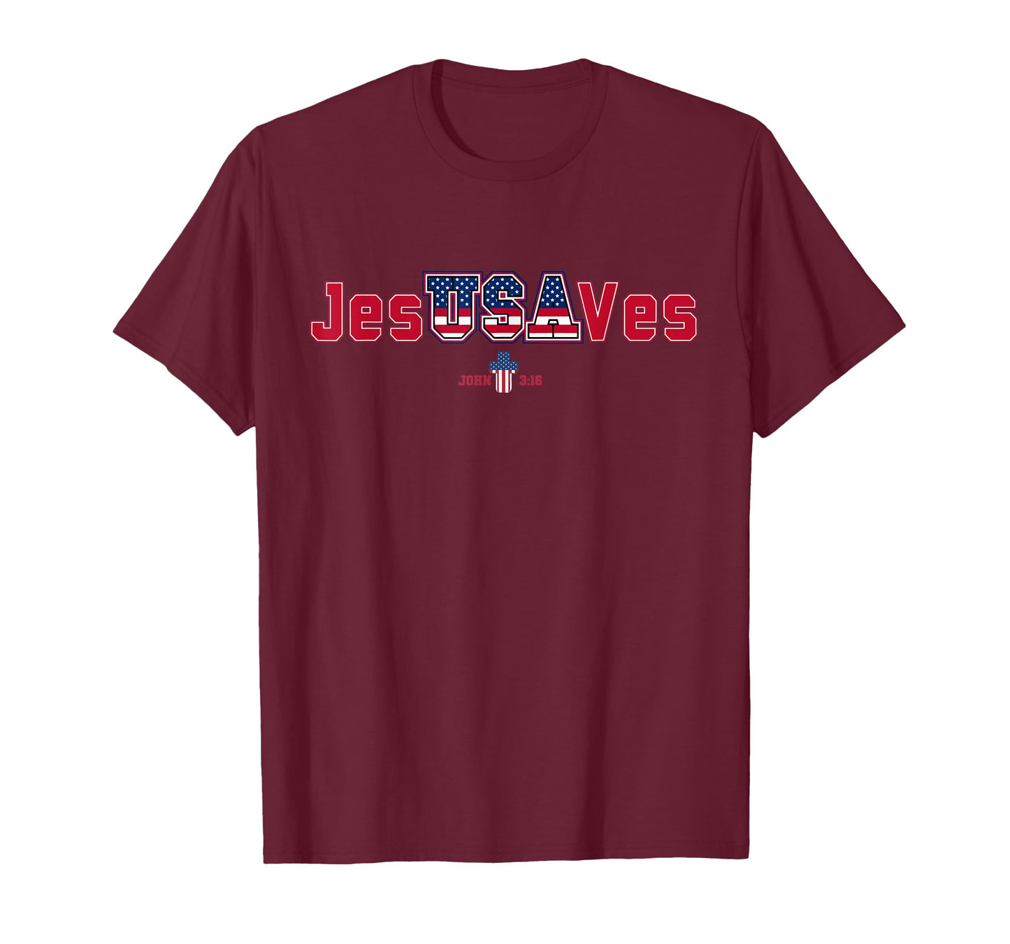 Jesus Saves USA American Flag Patriotic Christian T-Shirt