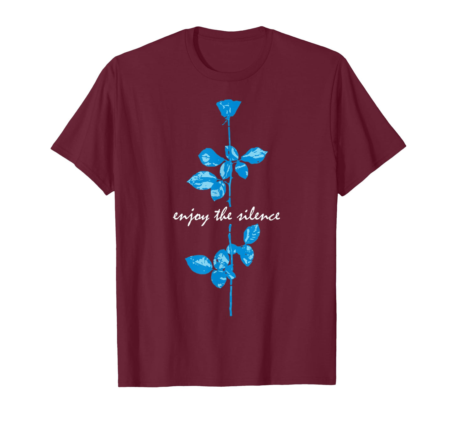 Basic Chilling Funny Quote Enjoy The Silence Retro Blue Rose T-Shirt