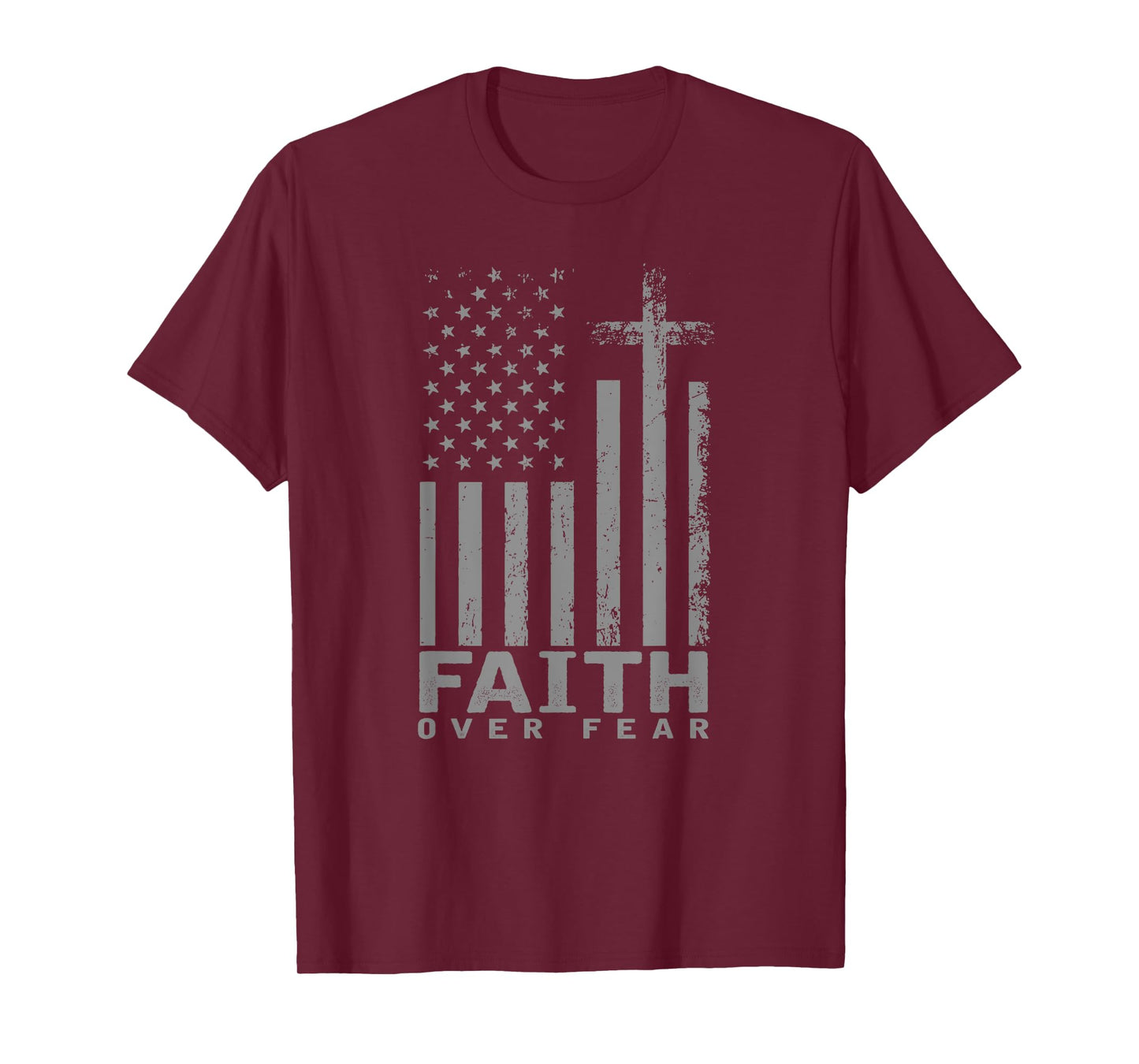 America Pride US Flag Faith Over Fear Prayer T-Shirt
