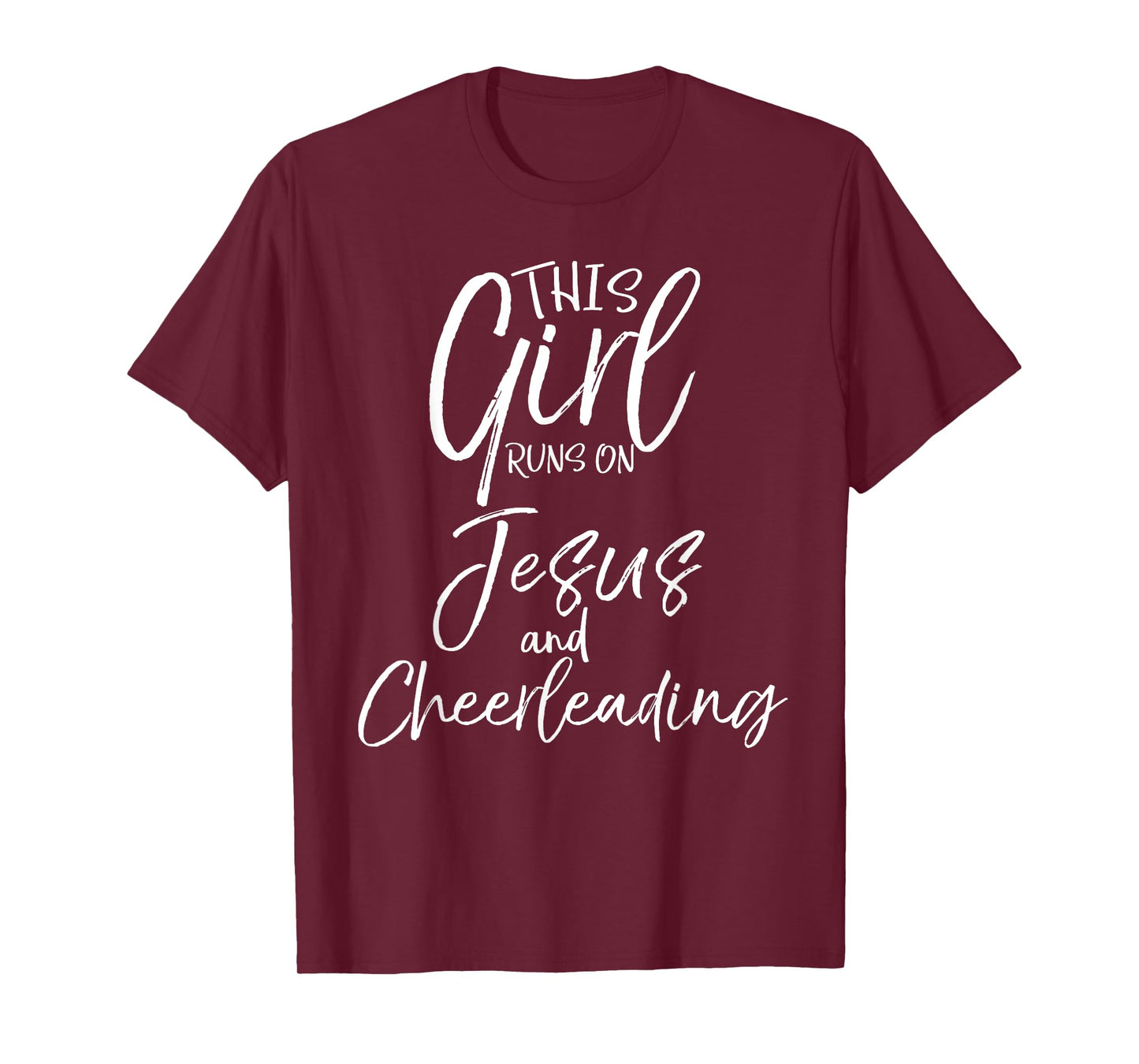 This Girl Runs on Jesus and Cheerleading Shirt Cute Cheer T-Shirt