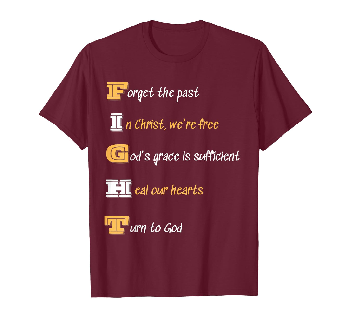 Inspiration Acrostic Fight God's Grace Tee Christian T-Shirt