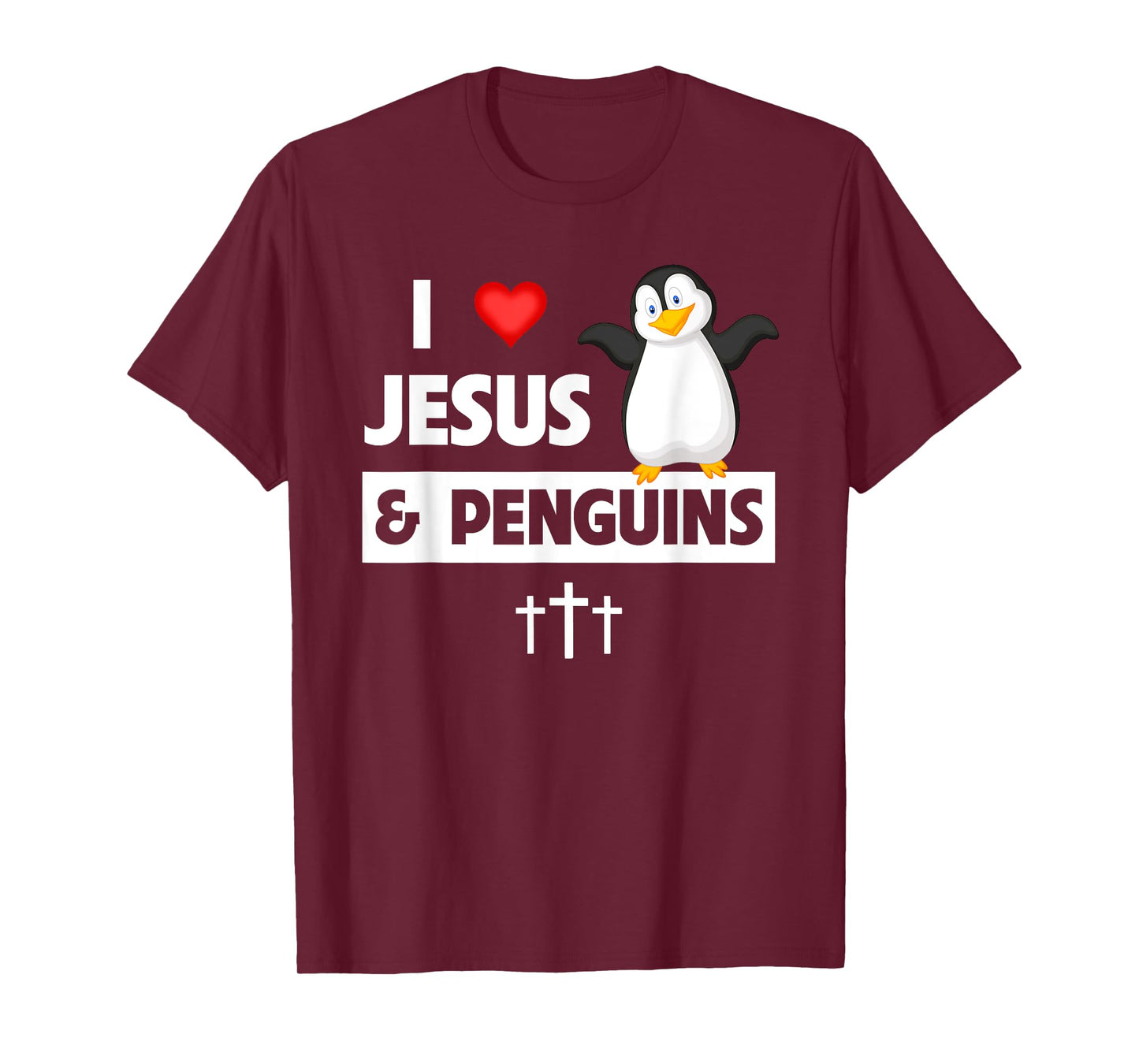 I Love Jesus and Penguins Christian Flightless Bird Bible T-Shirt