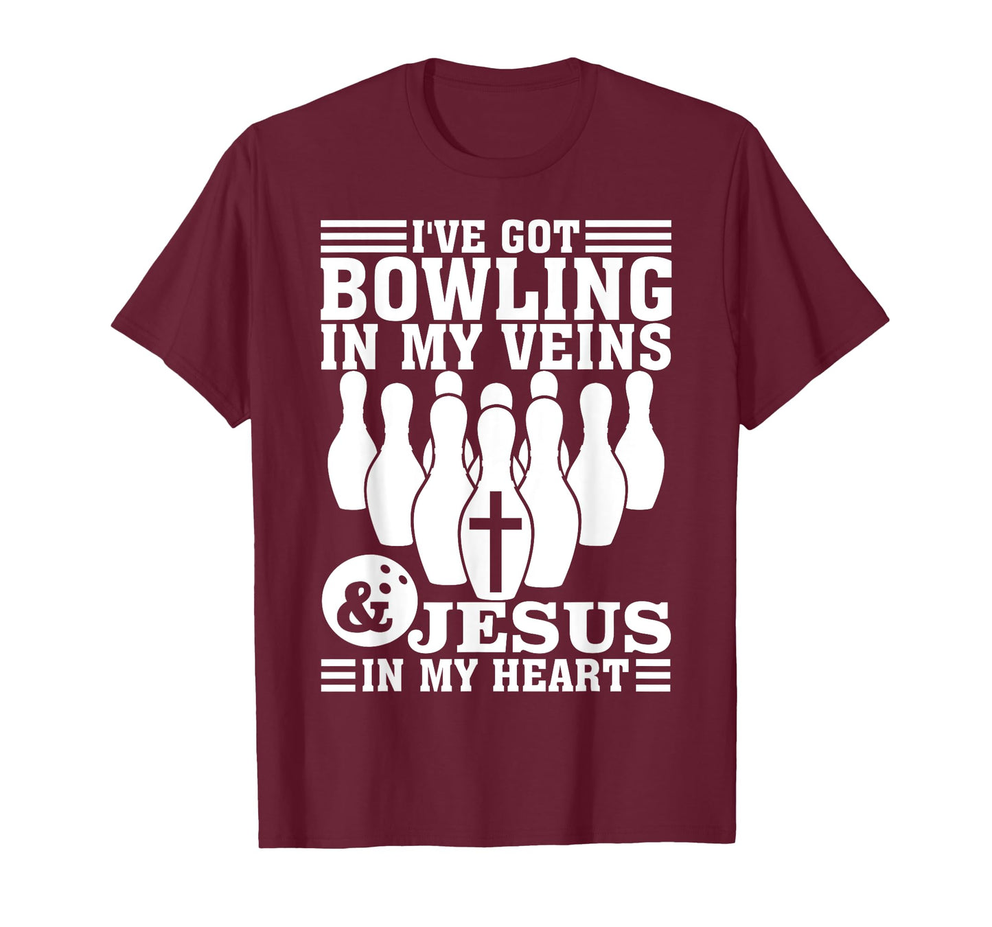 Funny Bowling Gift For Men Women Cute Bowler And Jesus Love T-Shirt