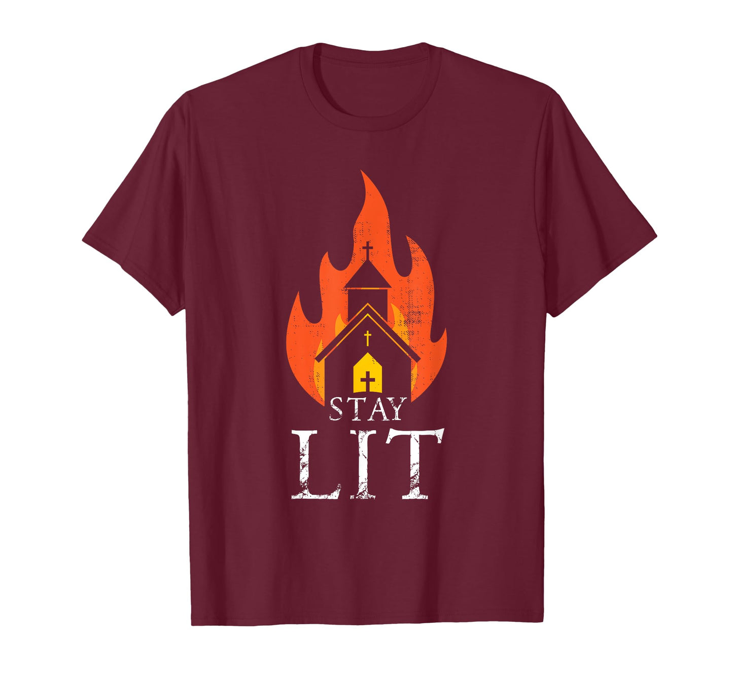 Stay lit Occult Burning Church - Unholy Antichrist Halloween T-Shirt