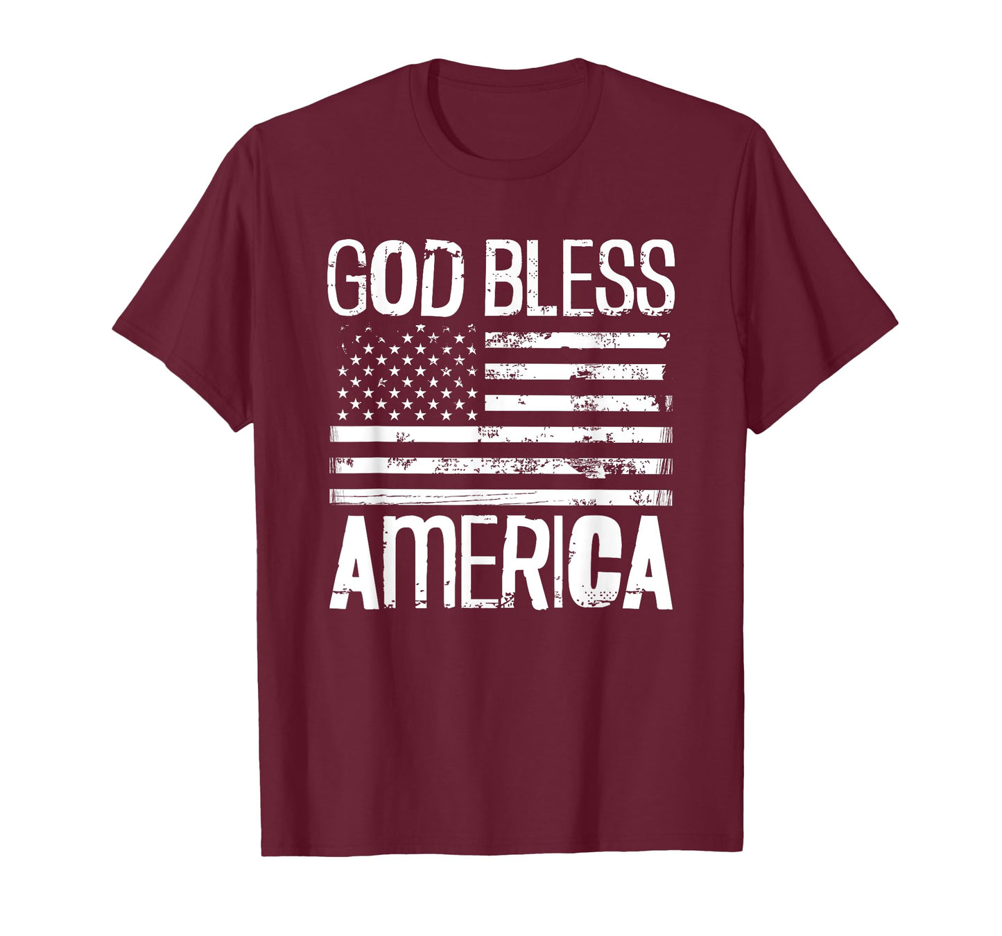God Bless America Vintage American Flag Art Distressed Style T-Shirt