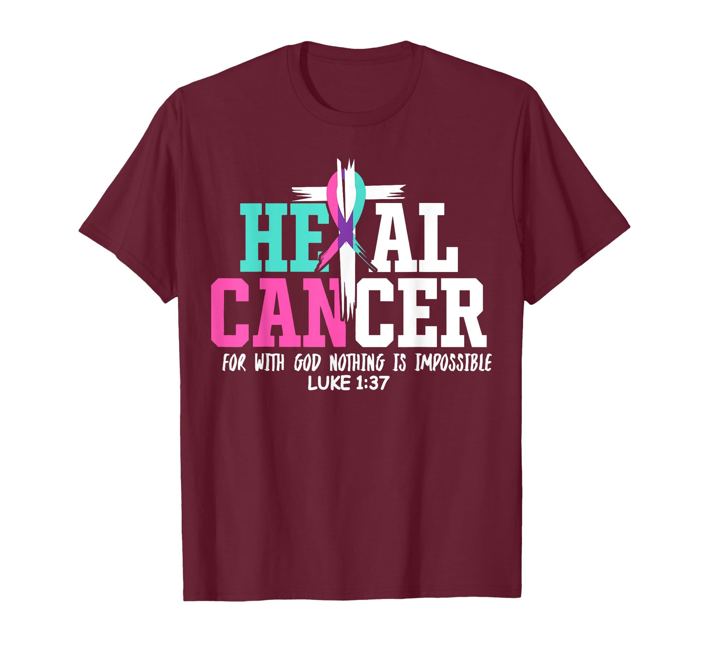 Heal Cancer Believe God Christian Thyroid Cancer Awareness T-Shirt