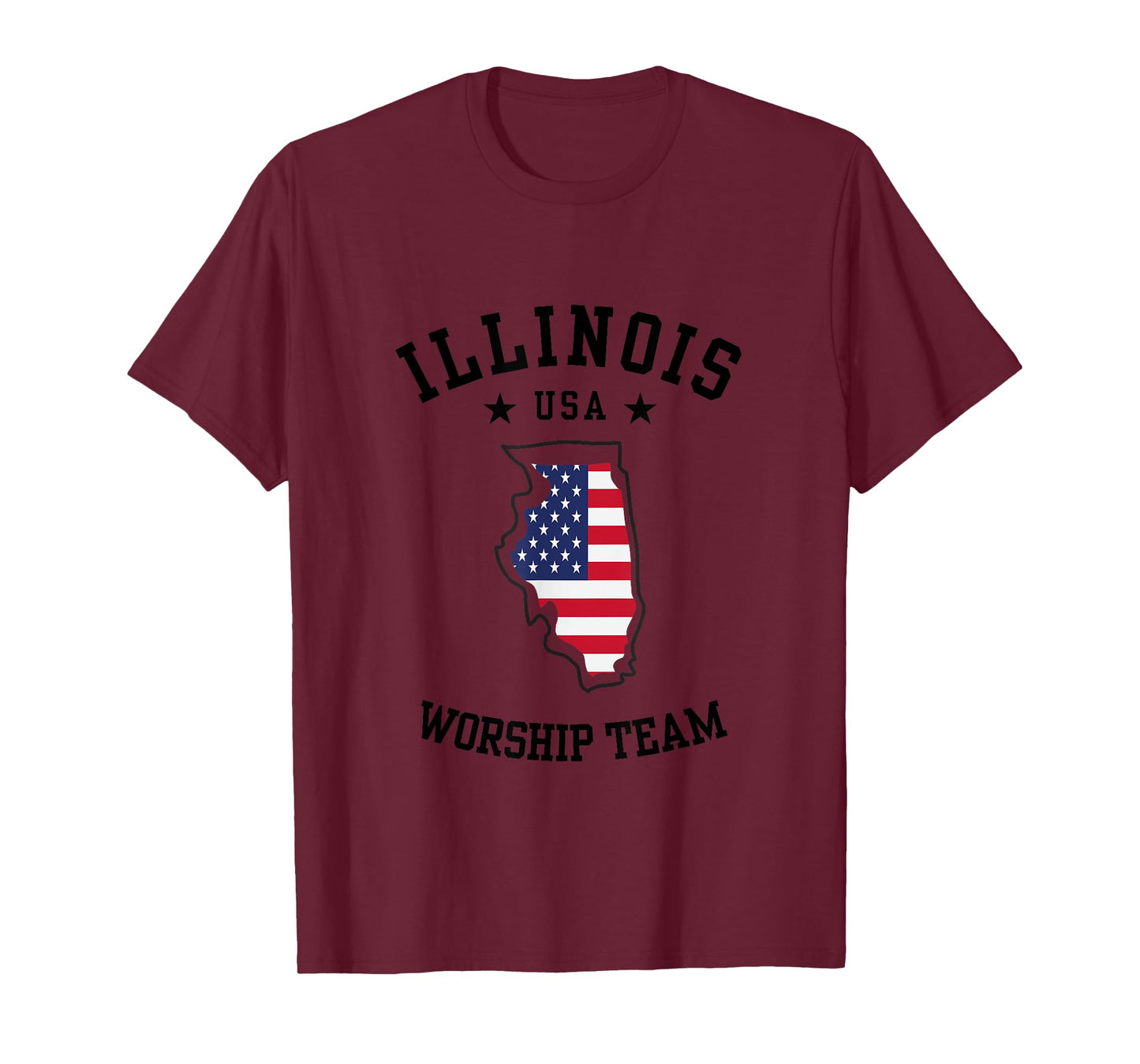 Worship Team. Illinois. America Flag. Christian Faith T-Shirt