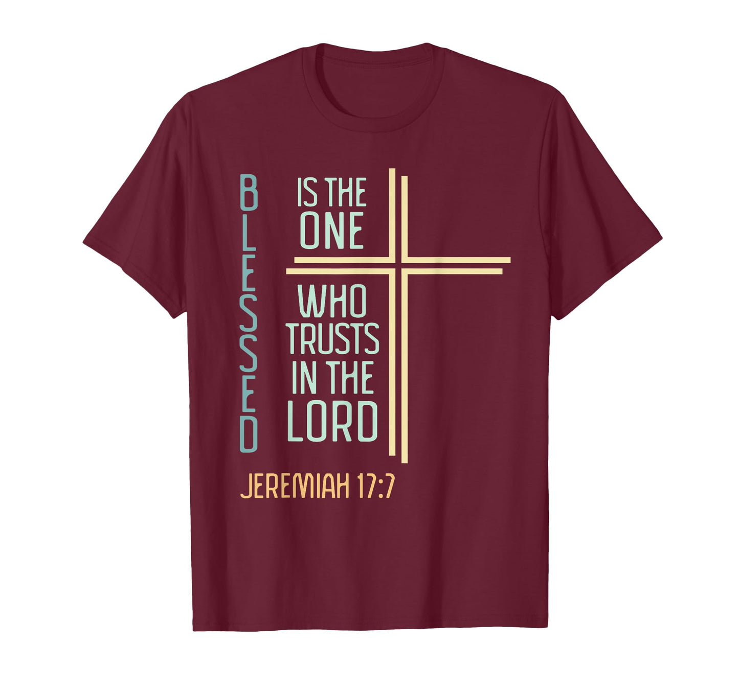 Christian Bible Verse Blessed Jeremiah Retro Cross Women T-Shirt