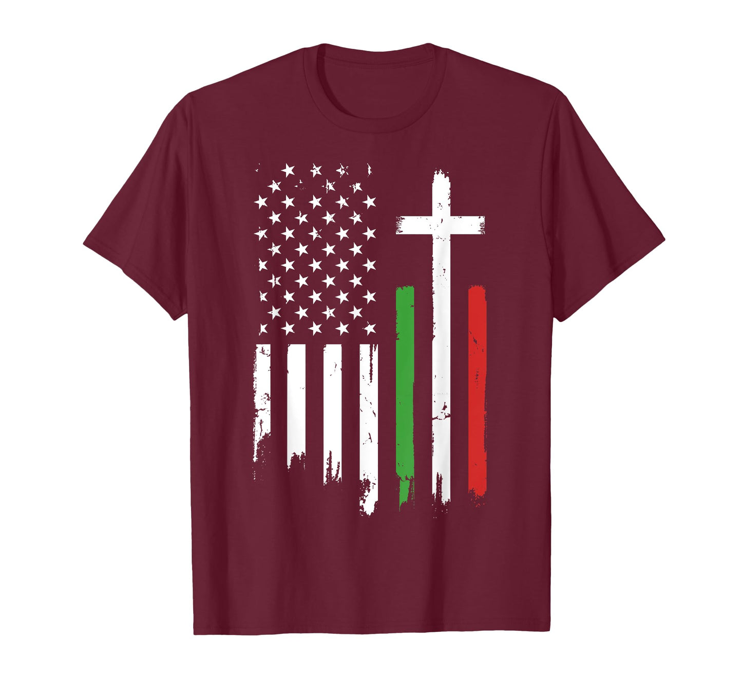Vintage American Italian Flag Christian Cross Italia Italy T-Shirt