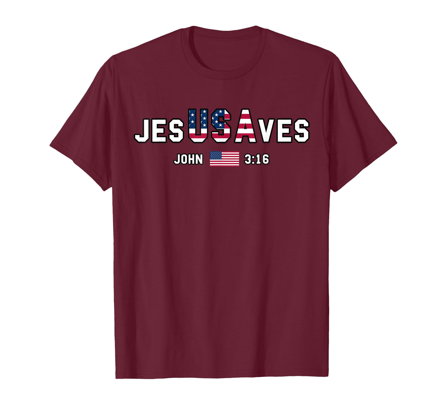 American Flag Jesus Saves USA Flag Patriotic Christian Faith T-Shirt