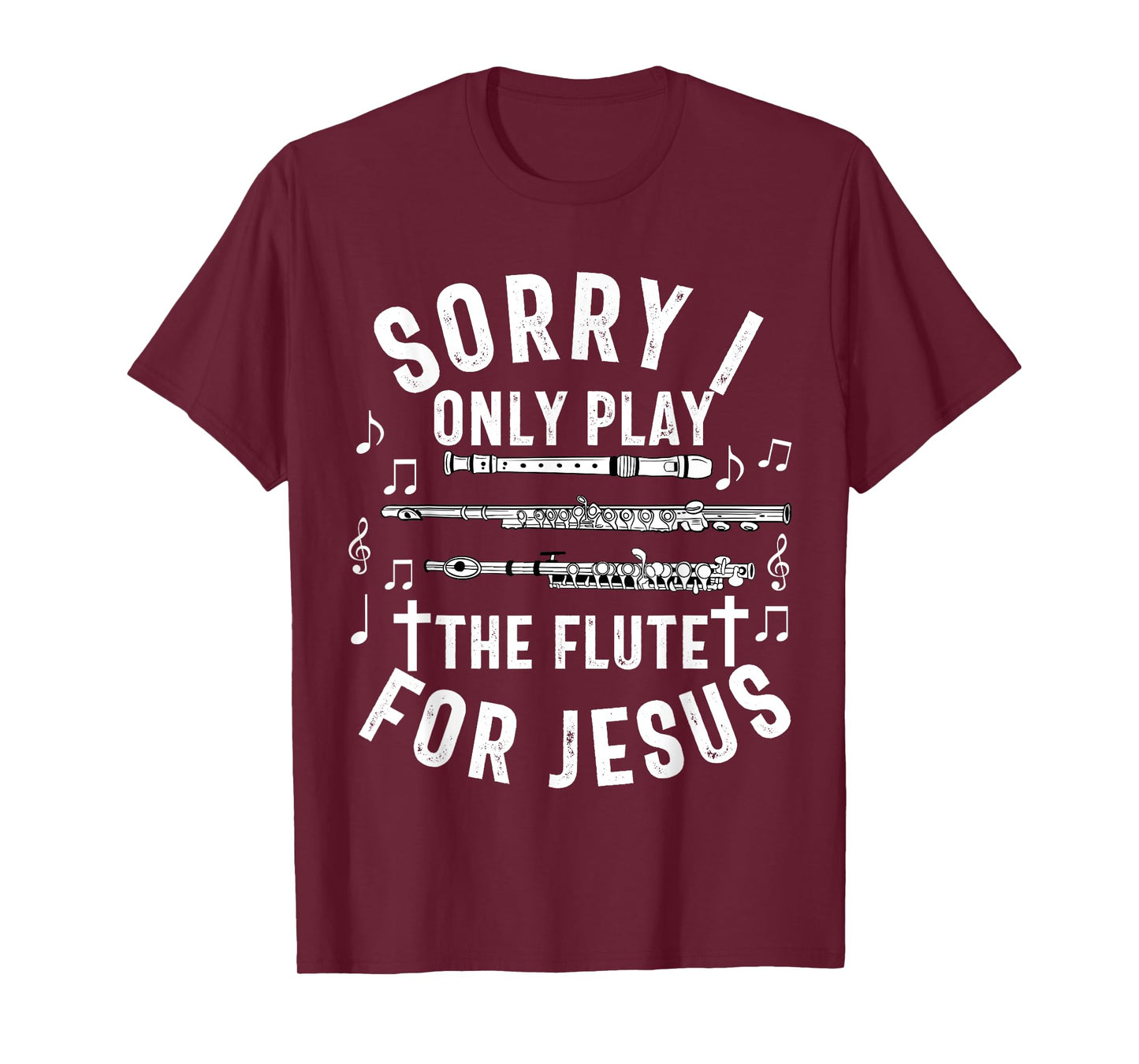 Flute Player Christian Women Girls Men Flutist Jesus Worship T-Shirt