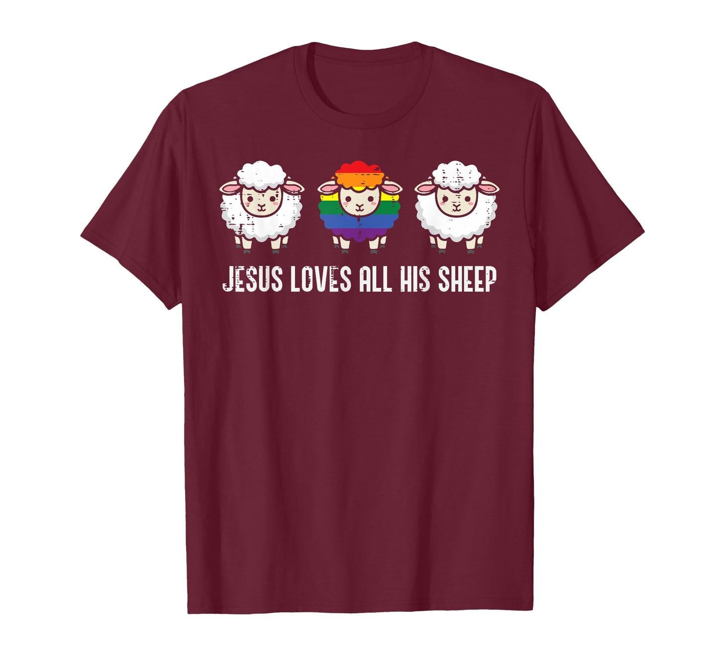Gay Pride Month Jesus Sheep LGBTQ Ally Rainbow Men Women T-Shirt