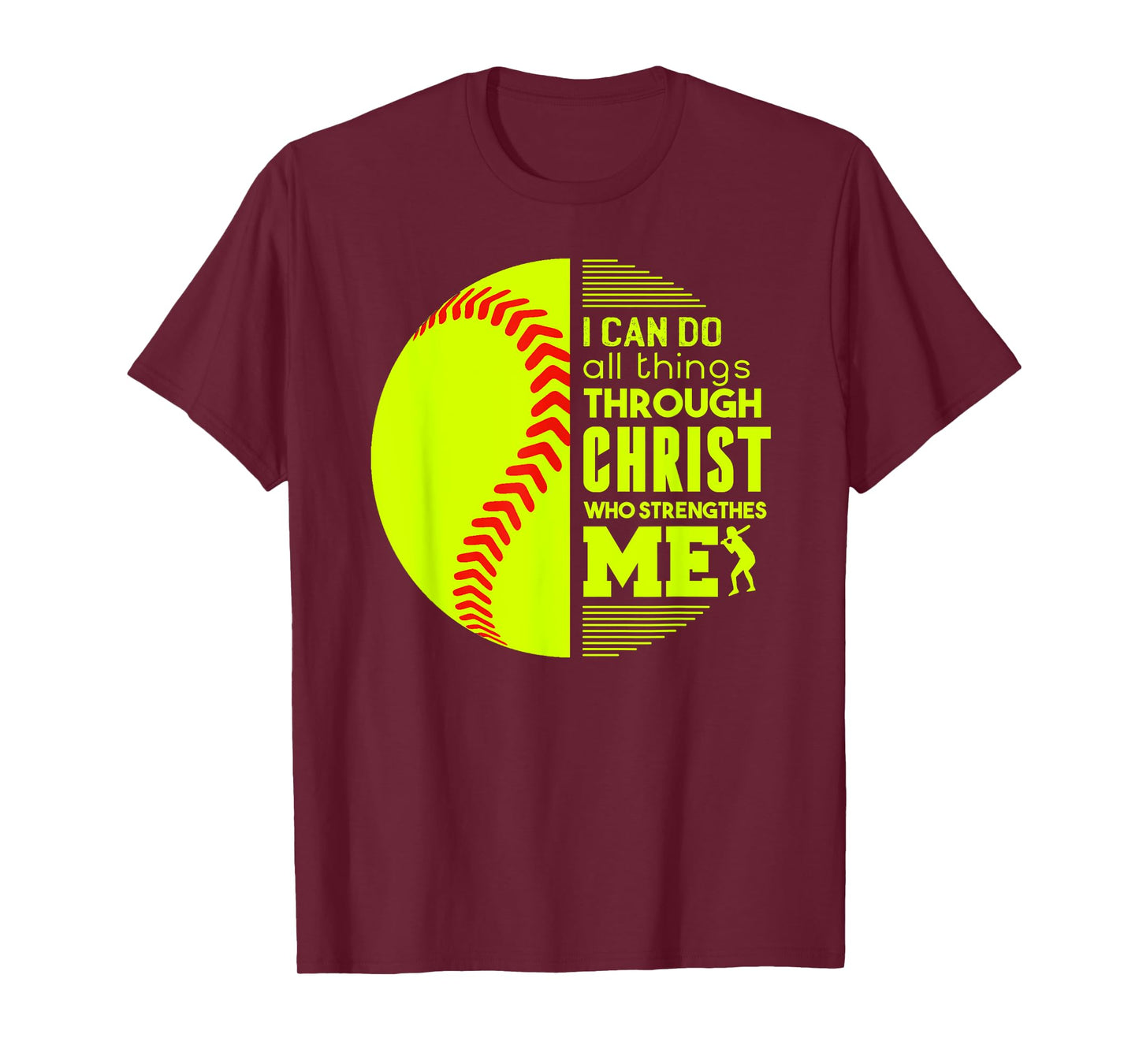 Christian Softball I Can Do All Things Philippians Gift T-Shirt