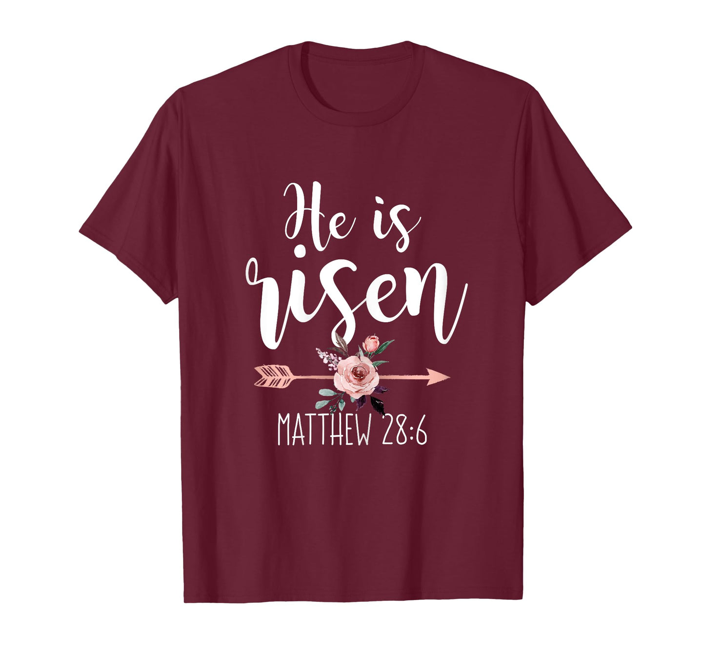 He is Risen Floral Arrow Easter Christian Women Teen Girls T-Shirt