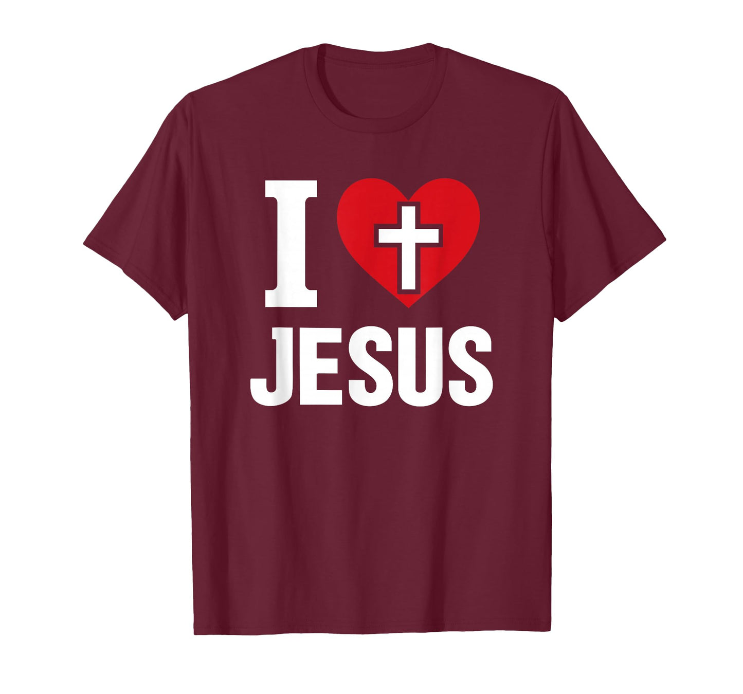 “I Love Jesus” Christian Faith Cross Heart for Men Women T-Shirt