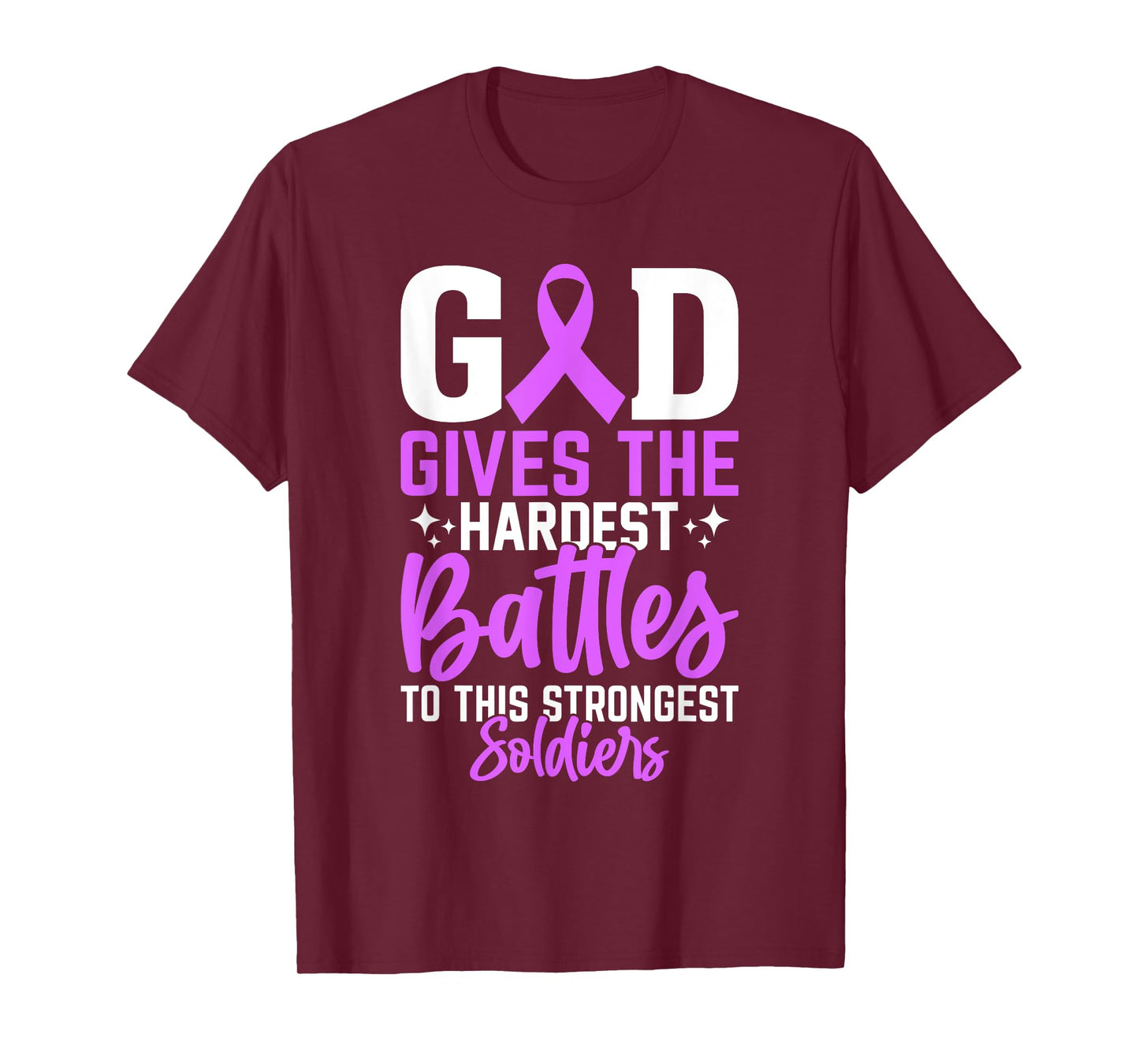 God Gives The Hardest Battles Purple Pancreatic Cancer T-Shirt