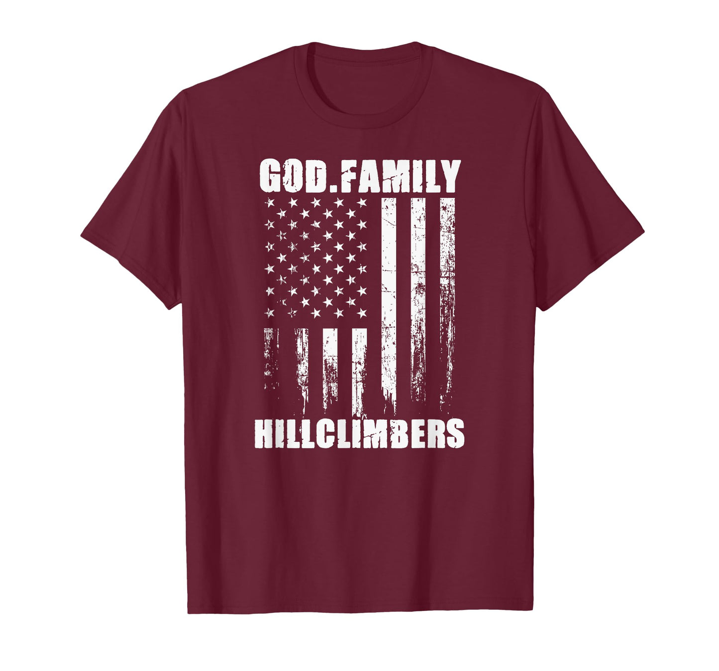 Urbana Hillclimbers God. Family. Vintage USA Flag T-Shirt