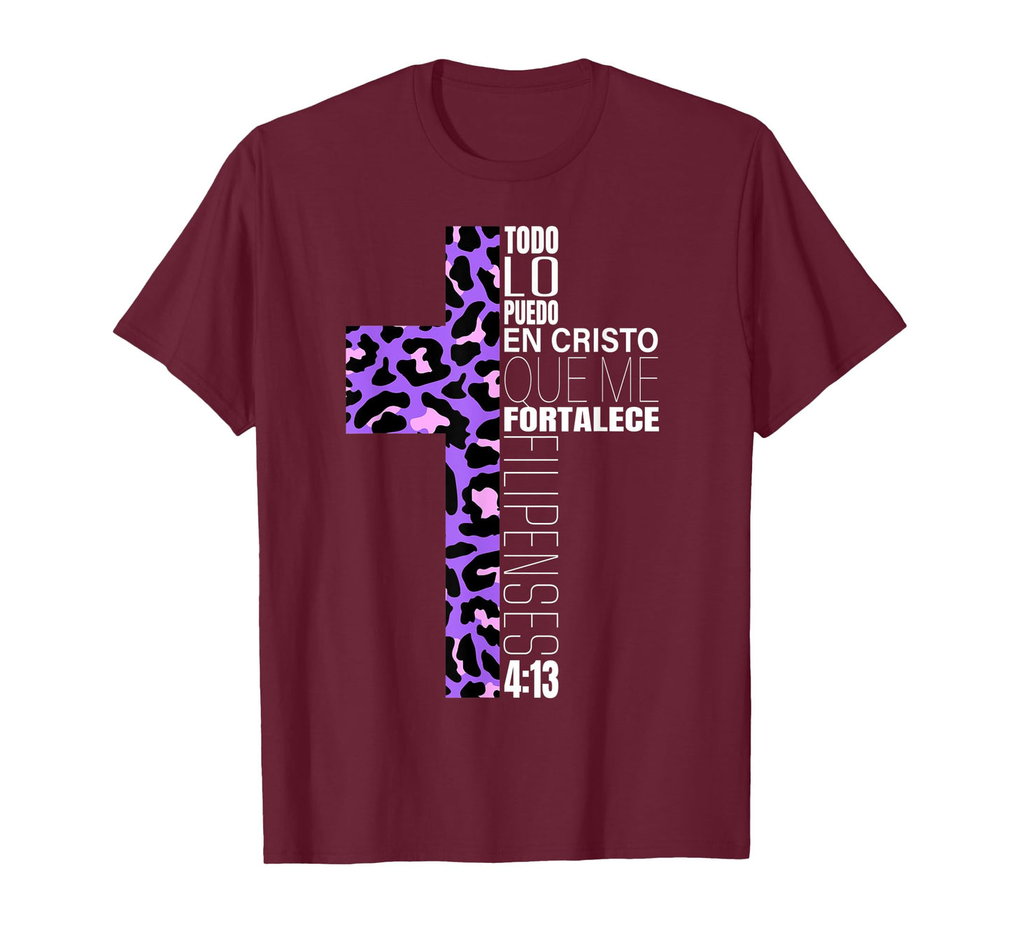 Leopard Print Filipenses 4:13 Spanish Gifts Women Teen Girls T-Shirt