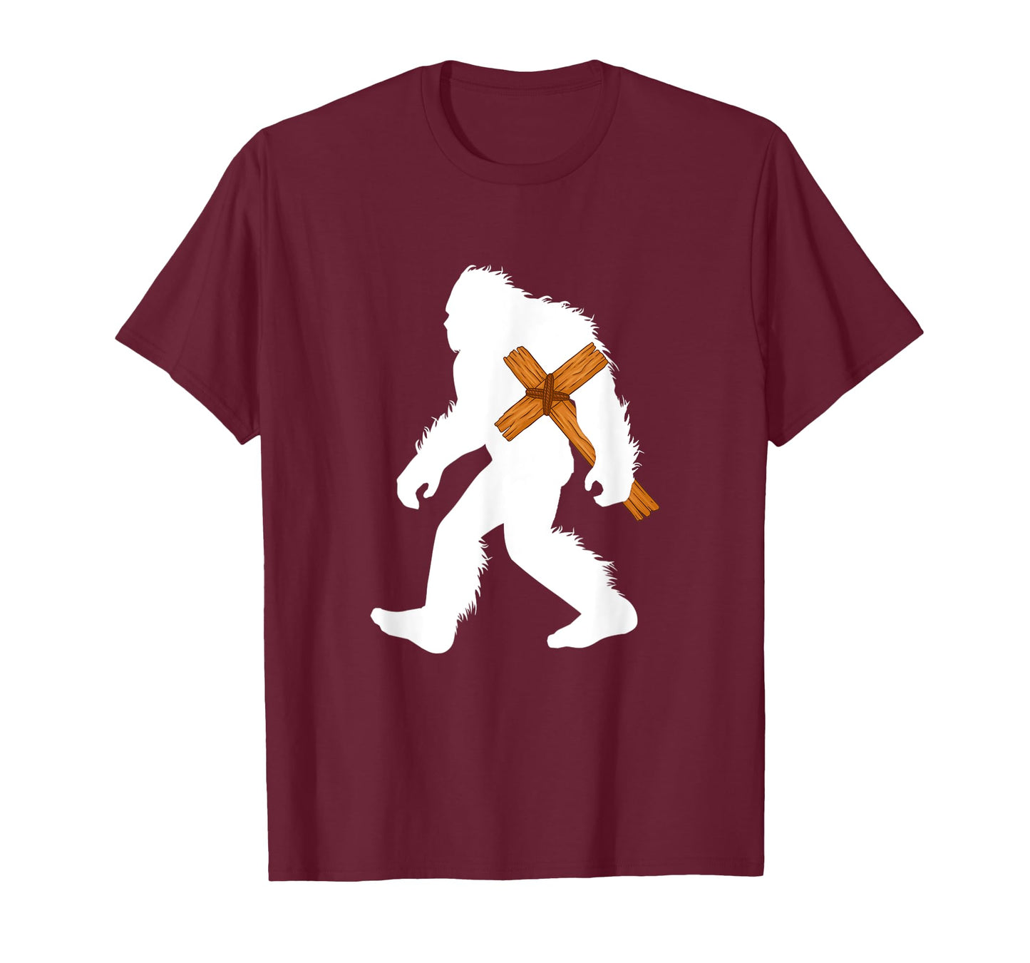 Christmas Bigfoot Carrying Cross Christian Faith Sasquatch T-Shirt