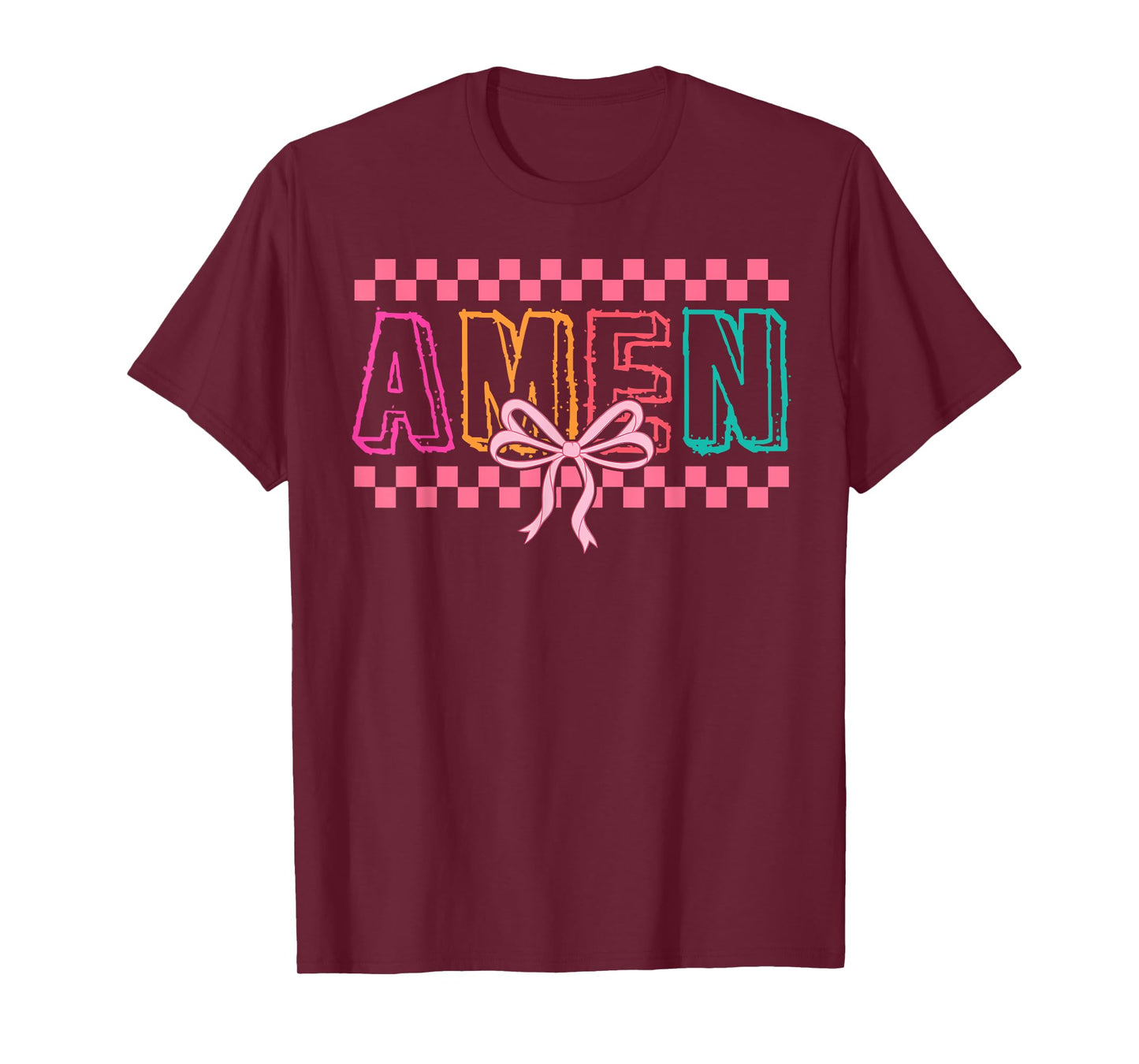 Retro Amen Coquette Bow Jesus Girl Women Happy Easter Day T-Shirt