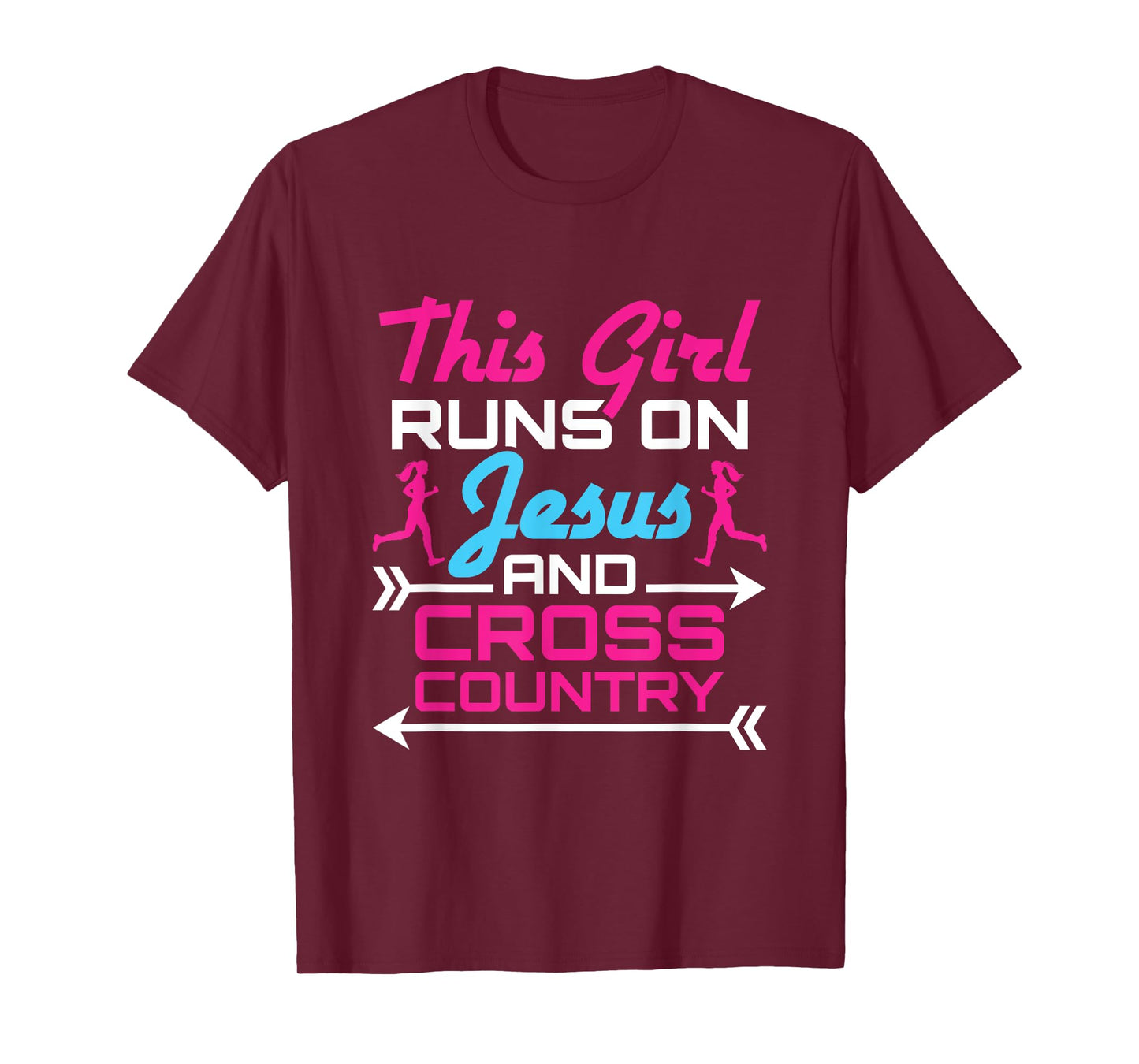 This Girl Runs on Jesus and Cross Country Cute Running XC T-Shirt