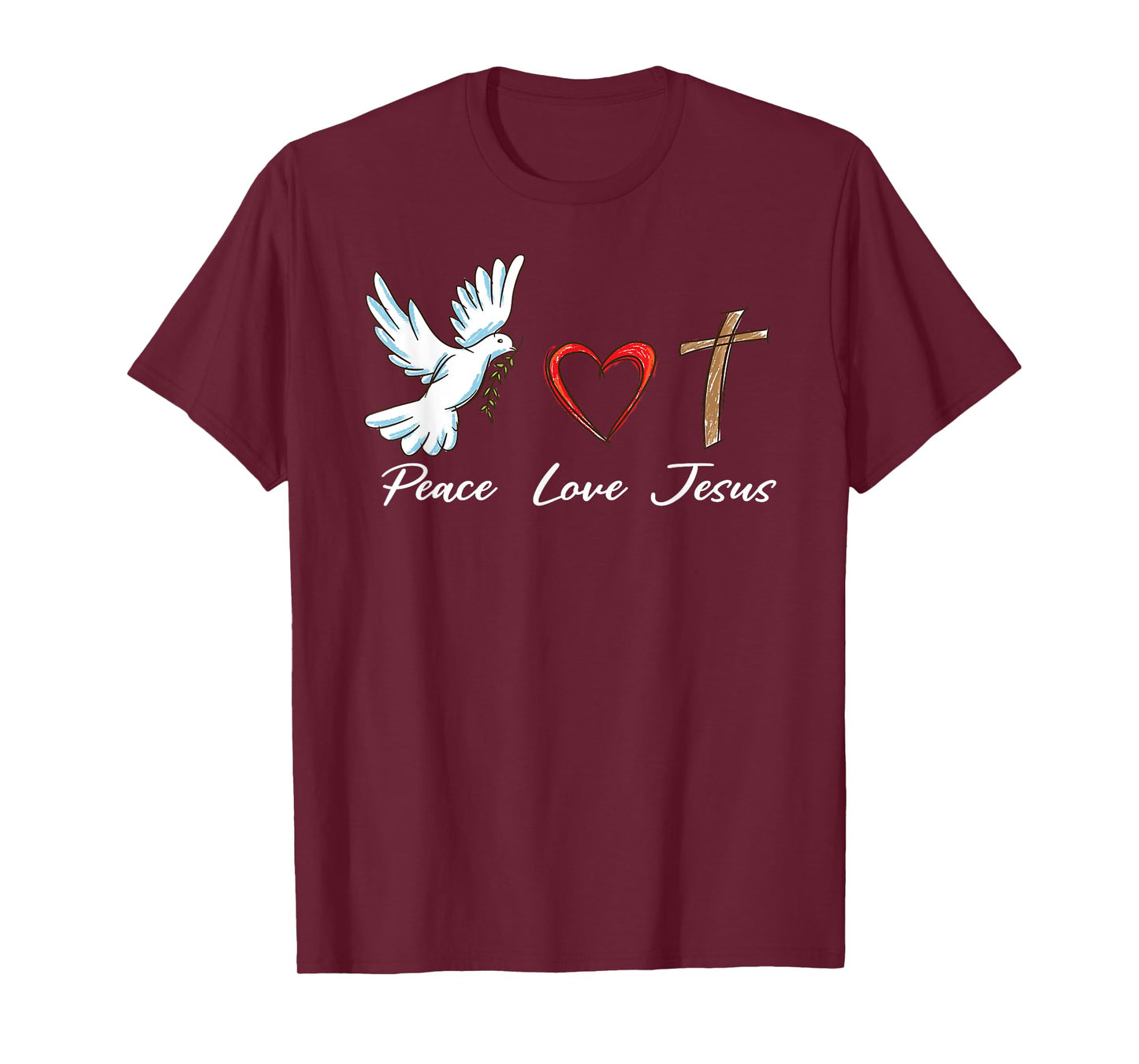 Peace Love Jesus Cute Dove Christian Cross & Faith God T-Shirt