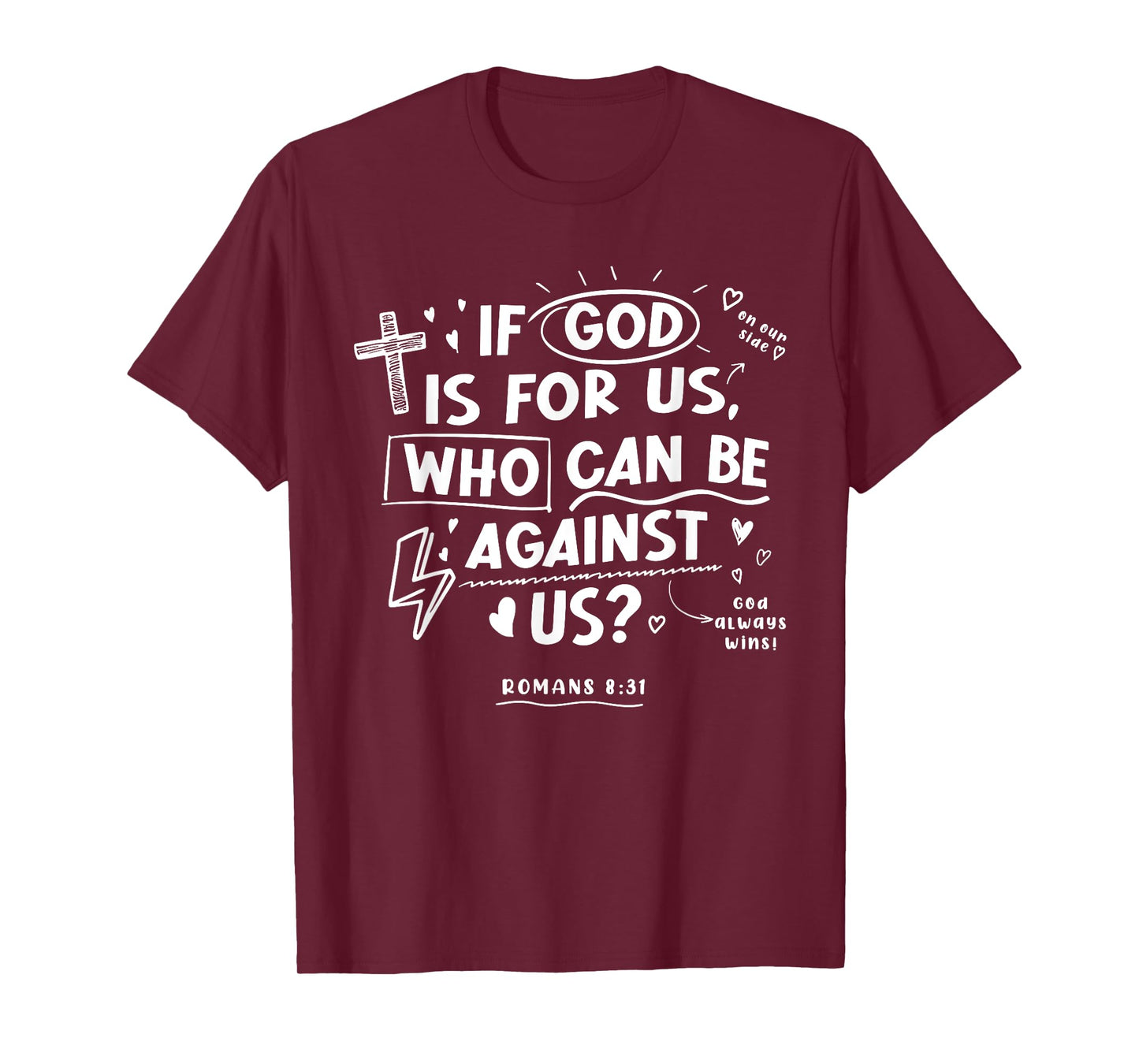 If God Is For Us Who Can-Be Against Us Bible Verse Christian T-Shirt