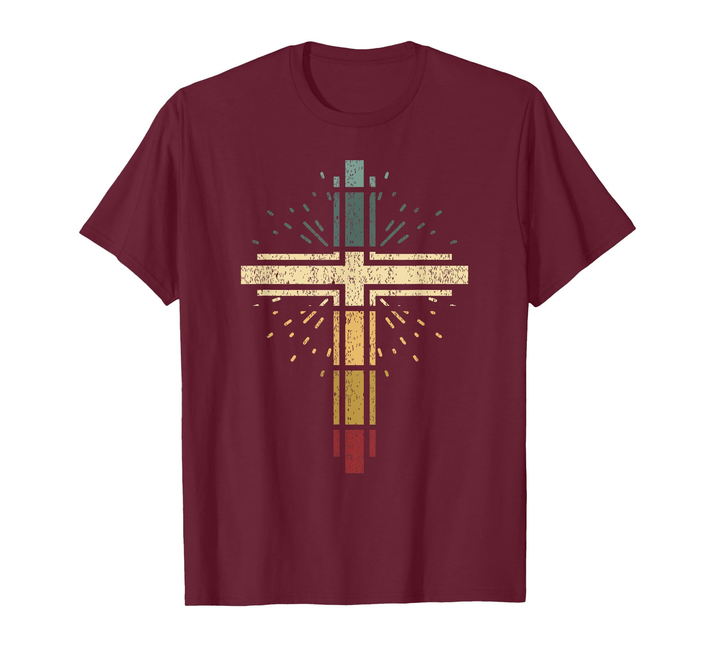 Cross Christian Vintage Tee Religious Faith Vintag Sunset T-Shirt