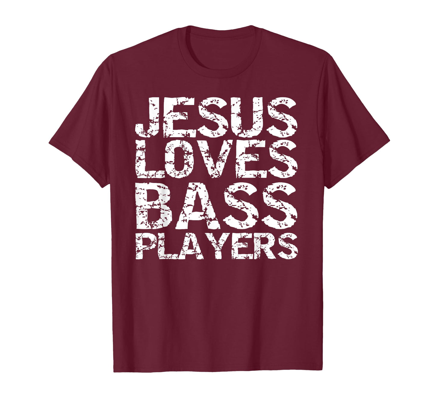Bass Guitar Player Gift Distressed Jesus Loves Bass Players T-Shirt