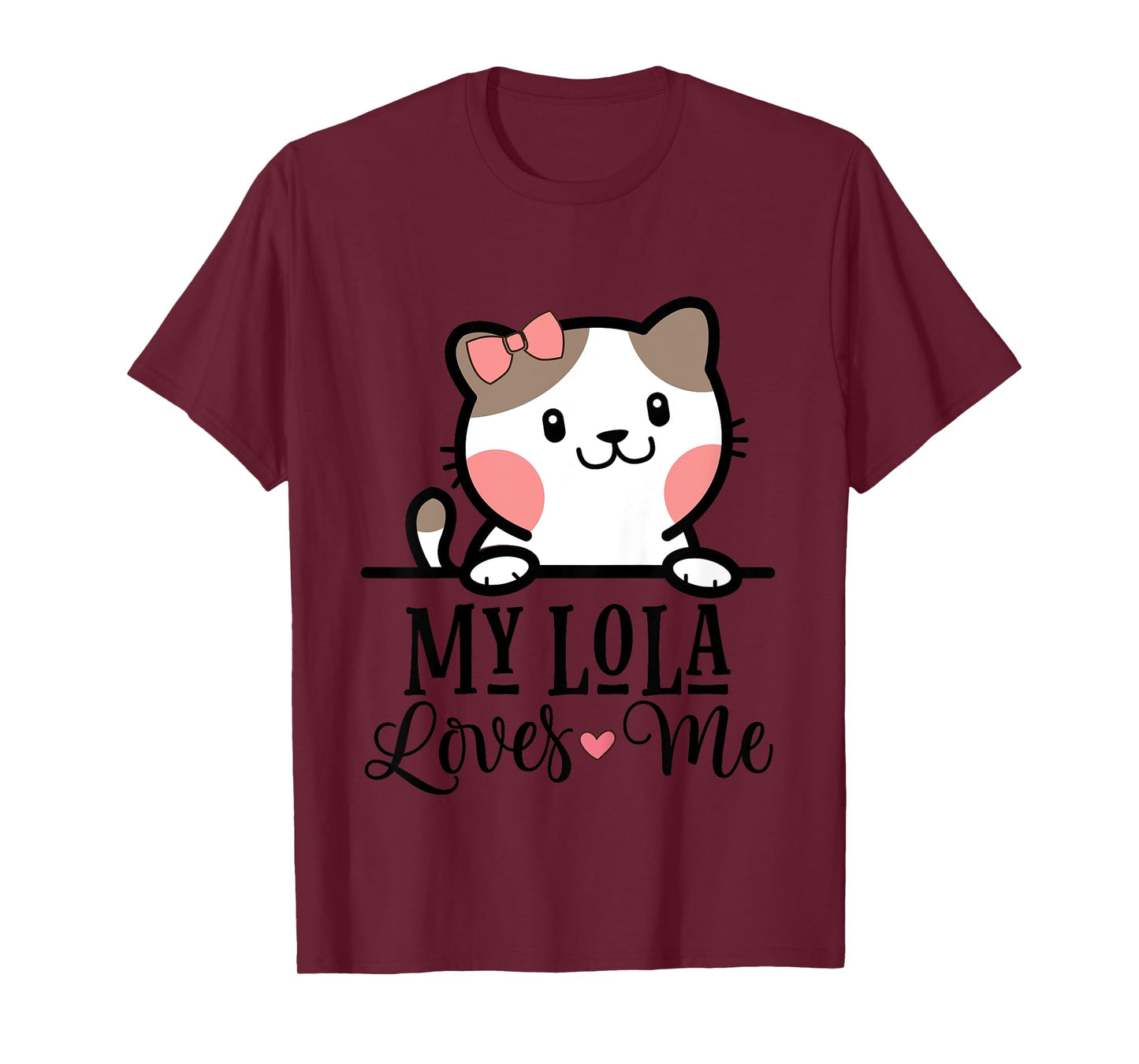 Kids My Lola Loves Me Grandkids Kitty T-Shirt