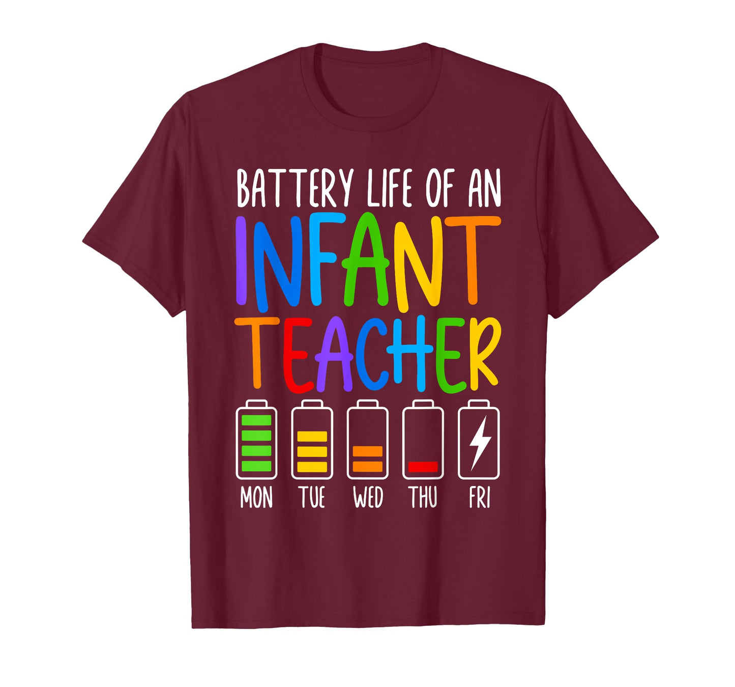 Battery Life Of A Infant Teacher Funny School Appreciation T-Shirt for Men Women