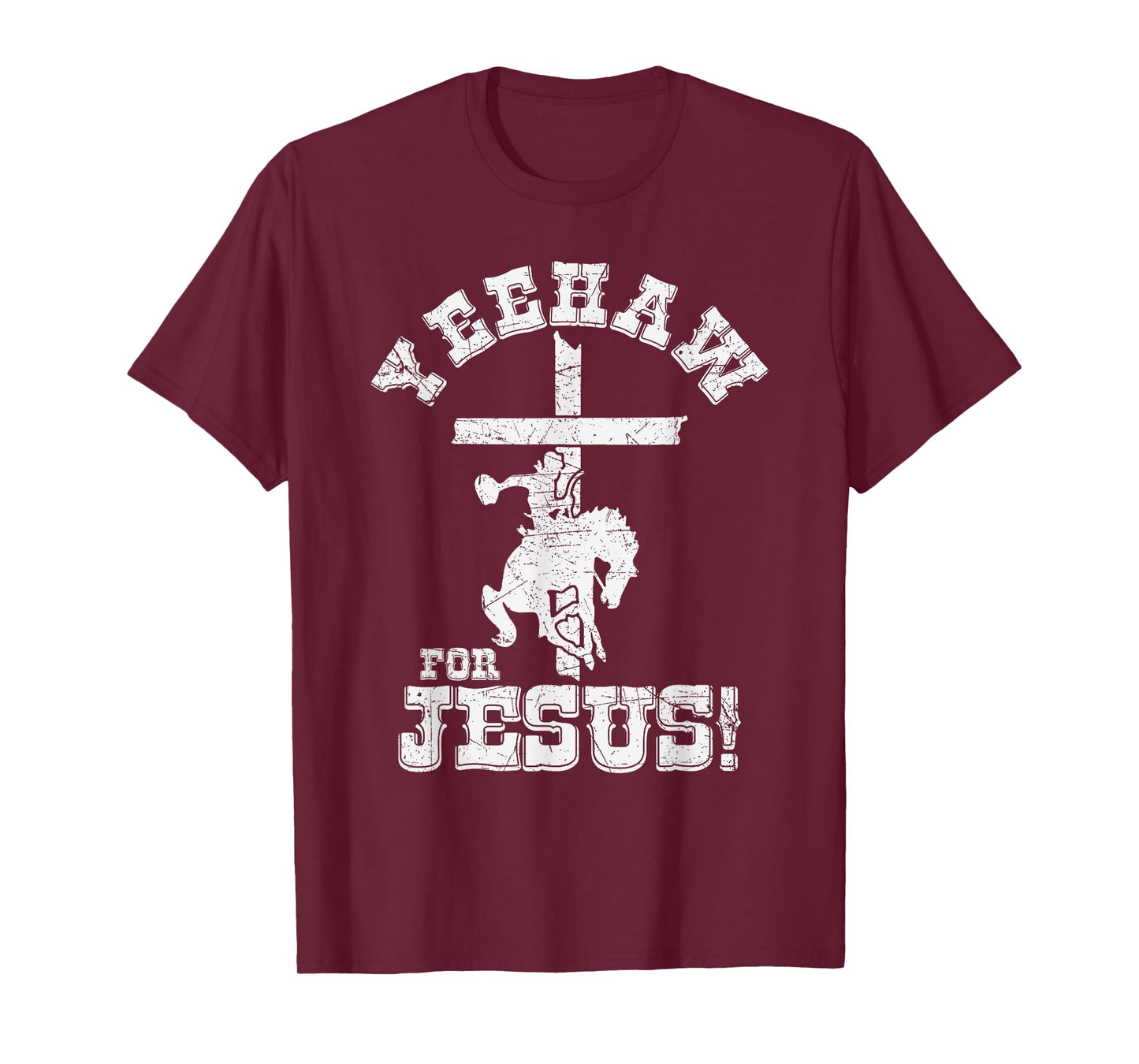 Yeehaw For Jesus Christian Cowboy Cross With Horse Rodeo T-Shirt