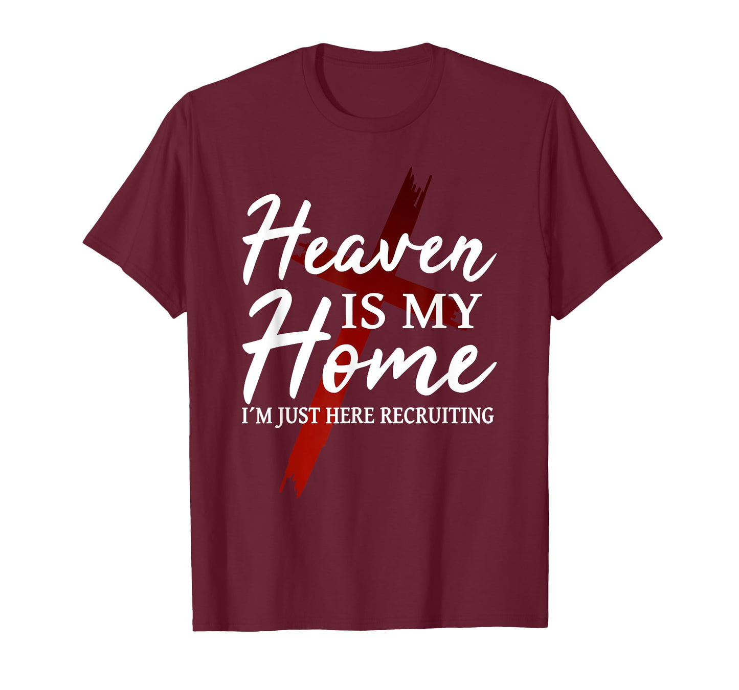 Religion Cross Love Jesus Christ Christian God Jesus Faith Heaven is my home T-Shirt - Unisex-Adults - Black - Short Sleeve - Small