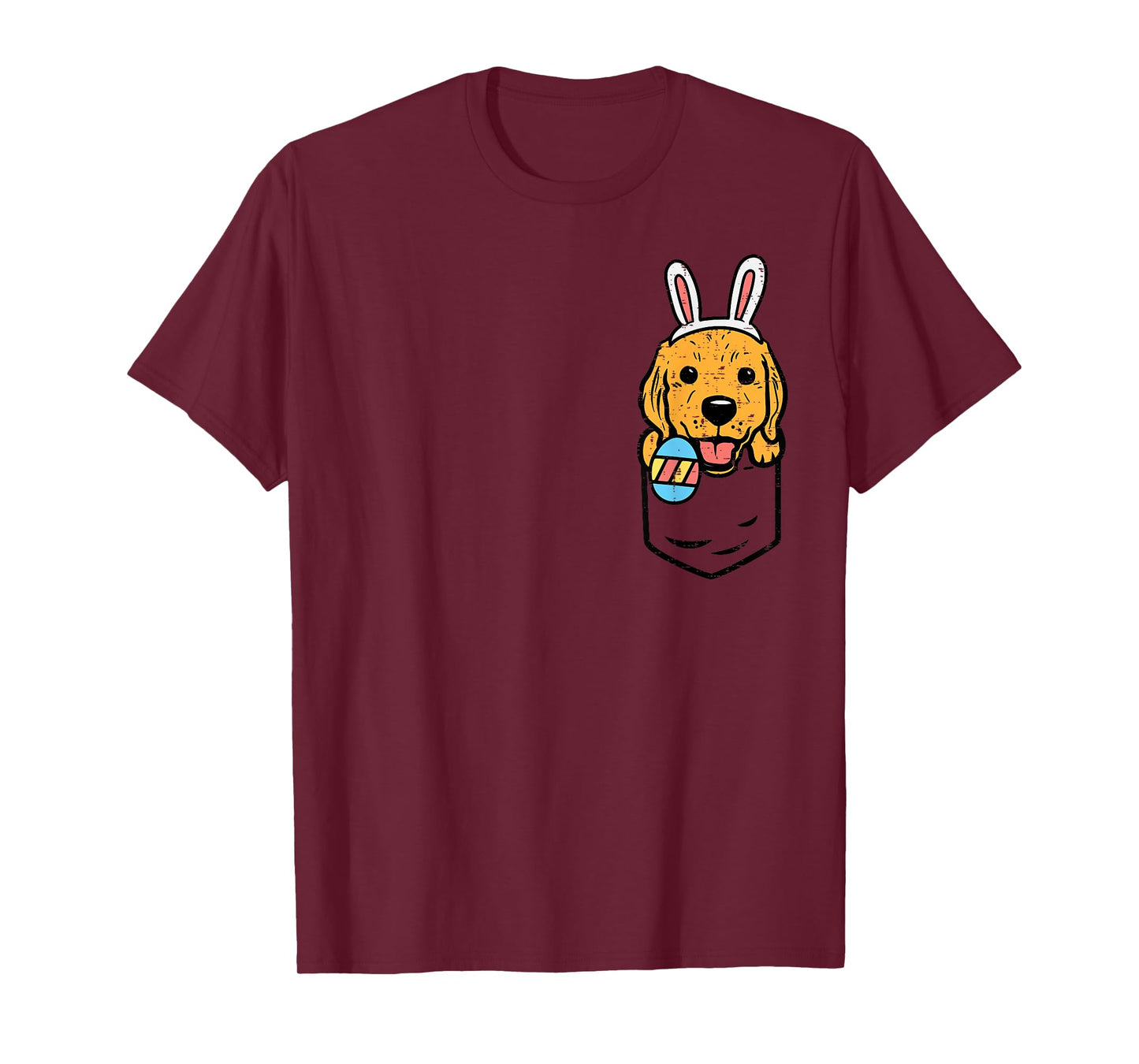 Pocket Golden Retriever Bunny Cute Easter Dog Men Women Kids T-Shirt