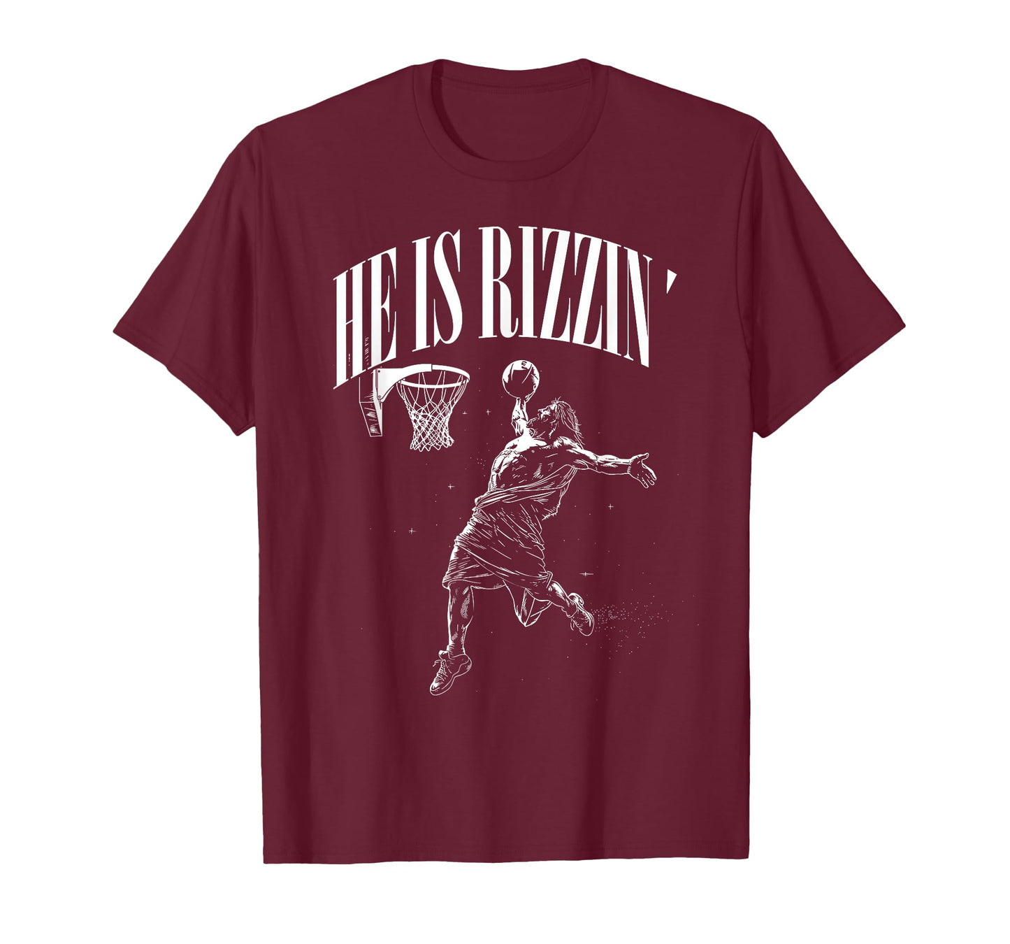 He Is Rizzin Funny Jesus playing Basketball funny easter T-Shirt