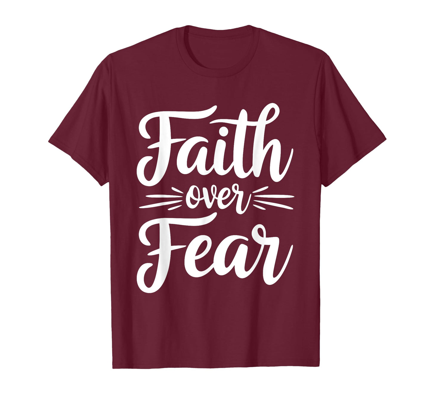Faith Over Fear Christian Inspirational Graphic Unisex-Adult T-Shirt, Black, Small, Short Sleeve