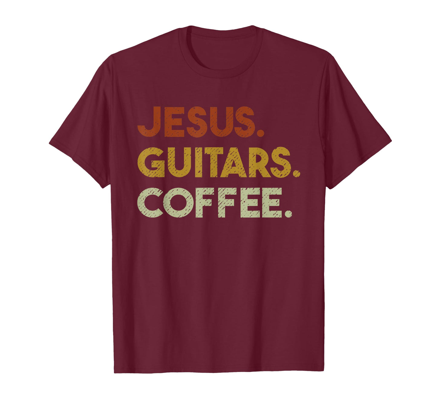 Jesus Guitars Coffee - Christian Men Guitar Worship T-Shirt
