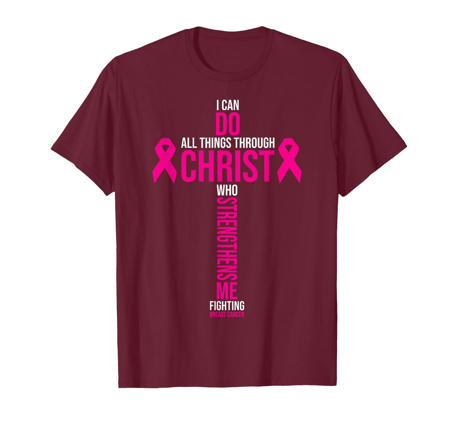 Christian Cross Pink Ribbon Inspirational Breast Cancer Gift T-Shirt