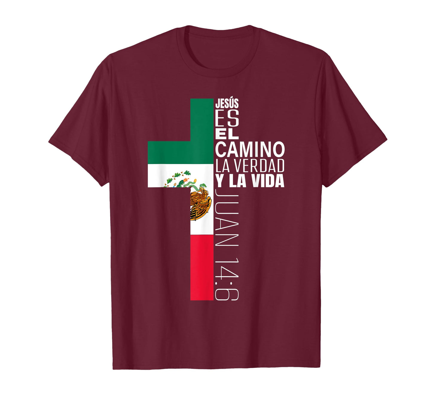 Jesus Christian Bible Verse Gifts Spanish Mexican Flag Cross T-Shirt